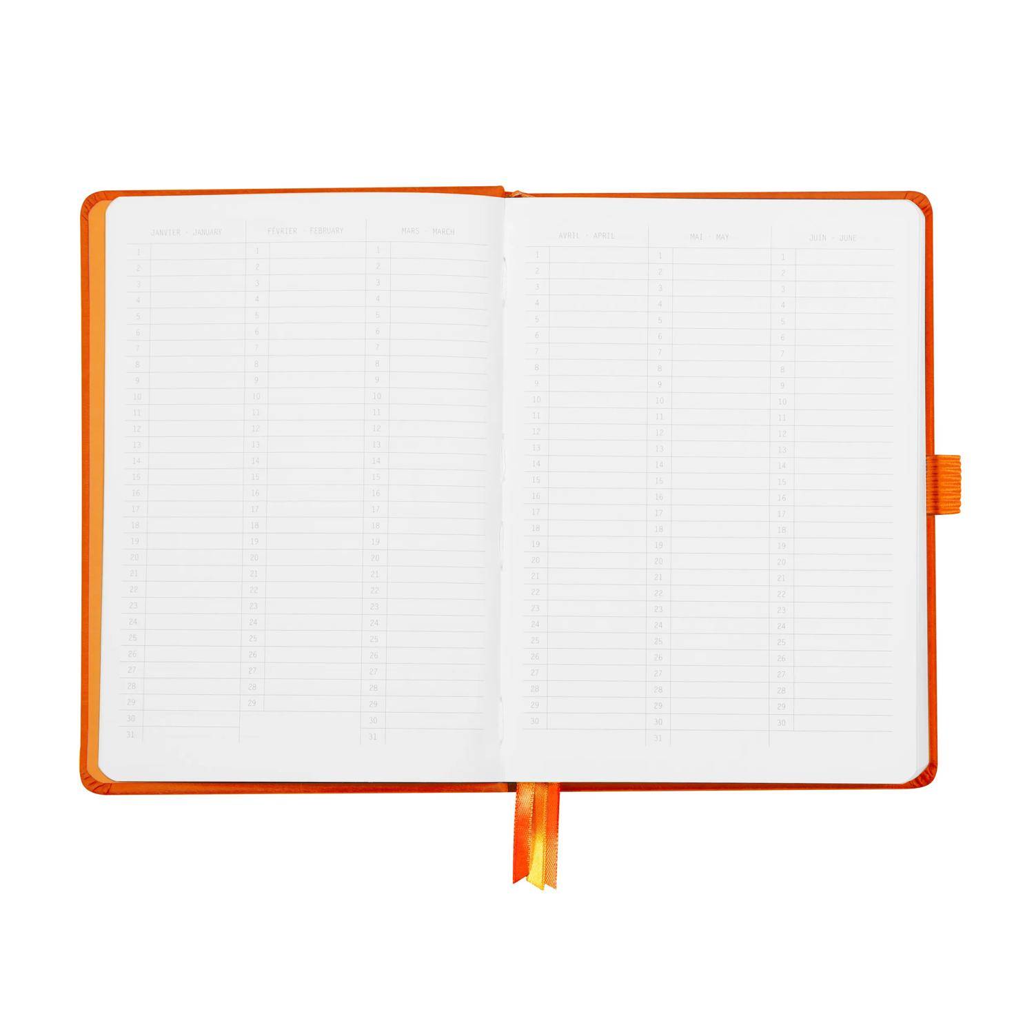Rhodia Goalbook A5 120 Bl weiß 90g, Dot/punktkariert Tangerine 118583C