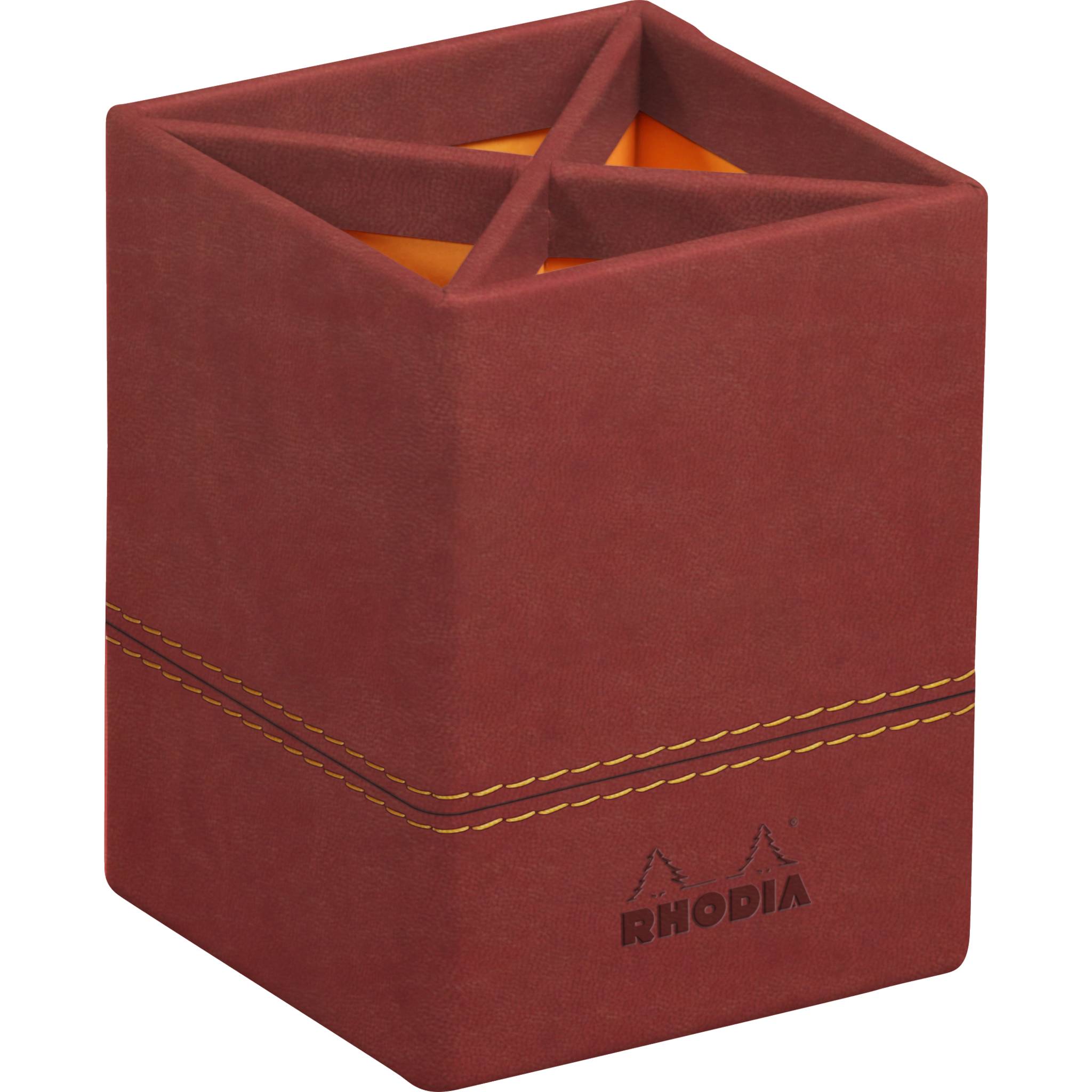 Rhodia Rhodiarama Stifteköcher aus Kunstleder, 8x8x11cm - Nacarat 194527C