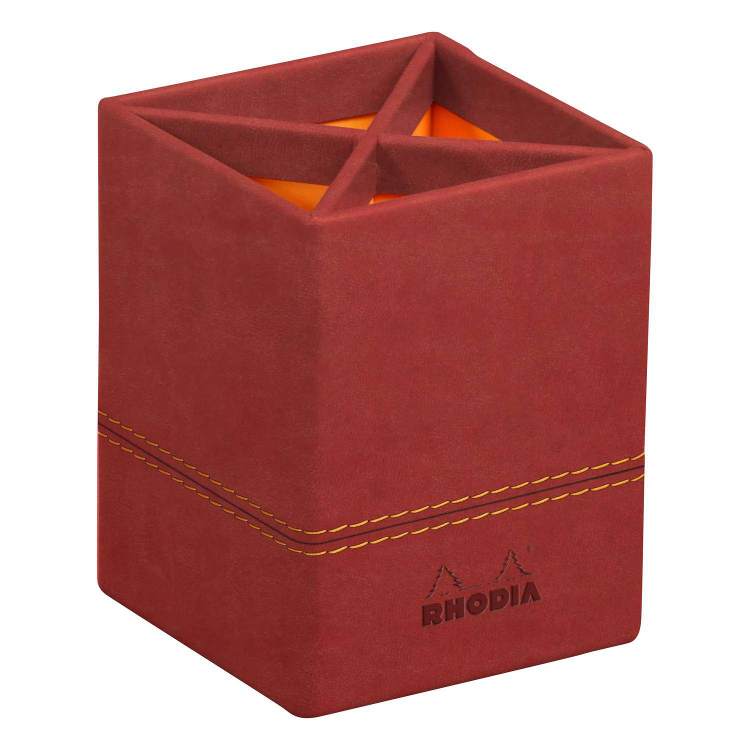 Rhodia Rhodiarama Stifteköcher aus Kunstleder, 8x8x11cm - Nacarat 194527C
