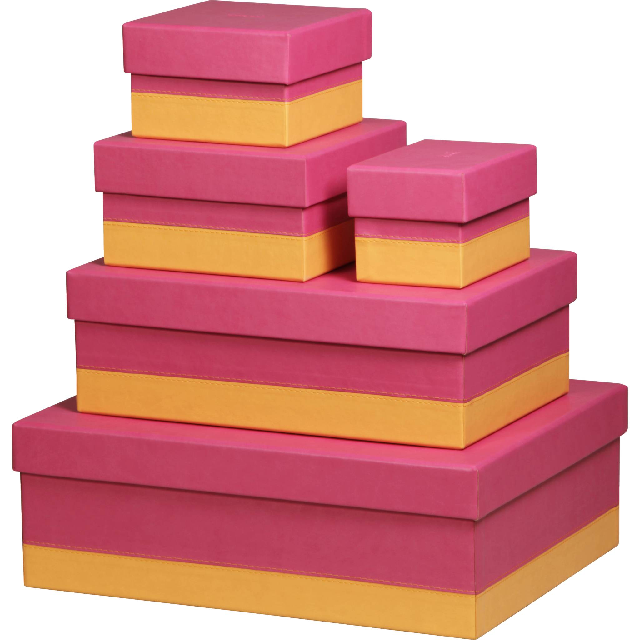 Rhodia Set mit 5 Boxen aus Kunstleder 44x34x16cm - Himbeer 318982C