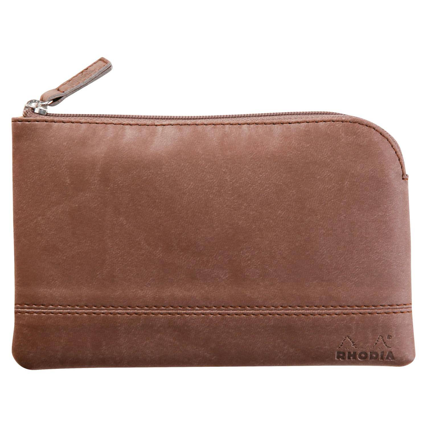Rhodia Etui Kunstleder Reißverschluss, 11x17 cm Schokoladenbraun 116524C