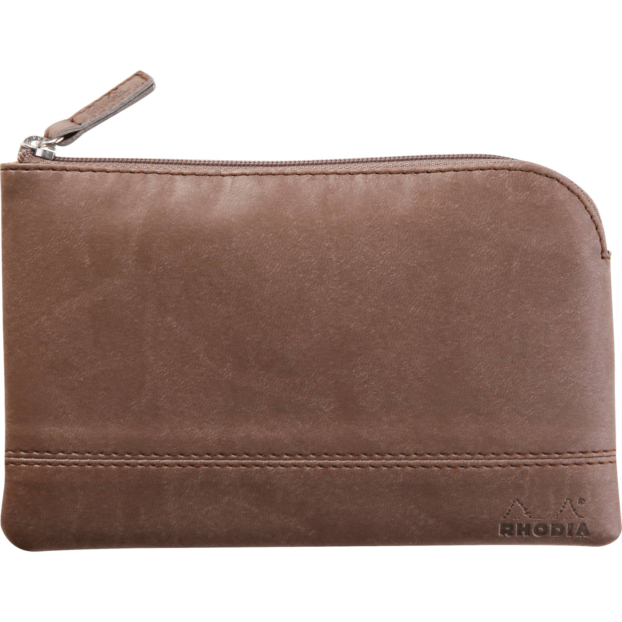 Rhodia Etui Kunstleder Reißverschluss, 11x17 cm Schokoladenbraun 116524C