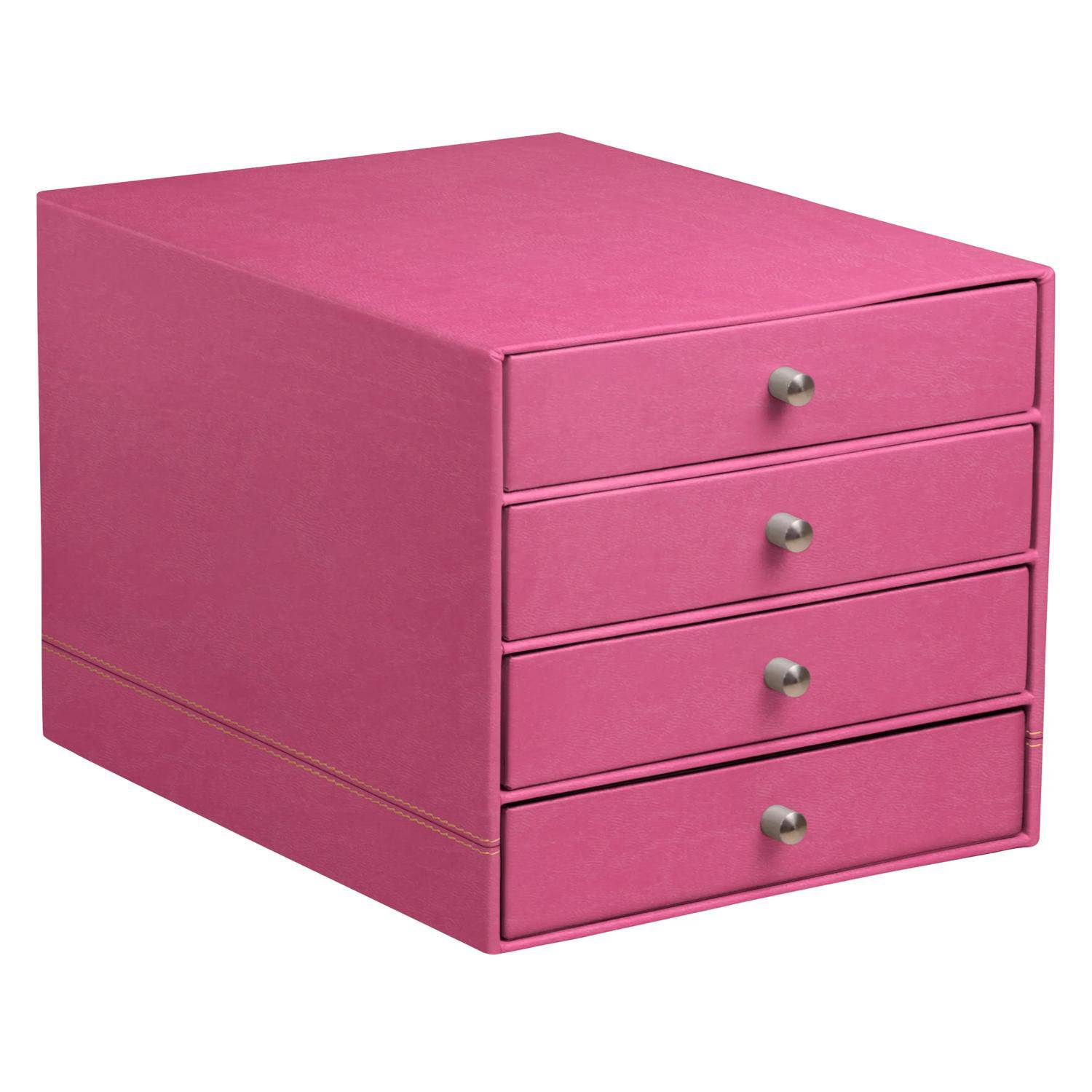 Rhodia Schubladenbox mit 4 Laden Kunstleder 24,8x32 ,7x22,8cm Fuchsia 194581C