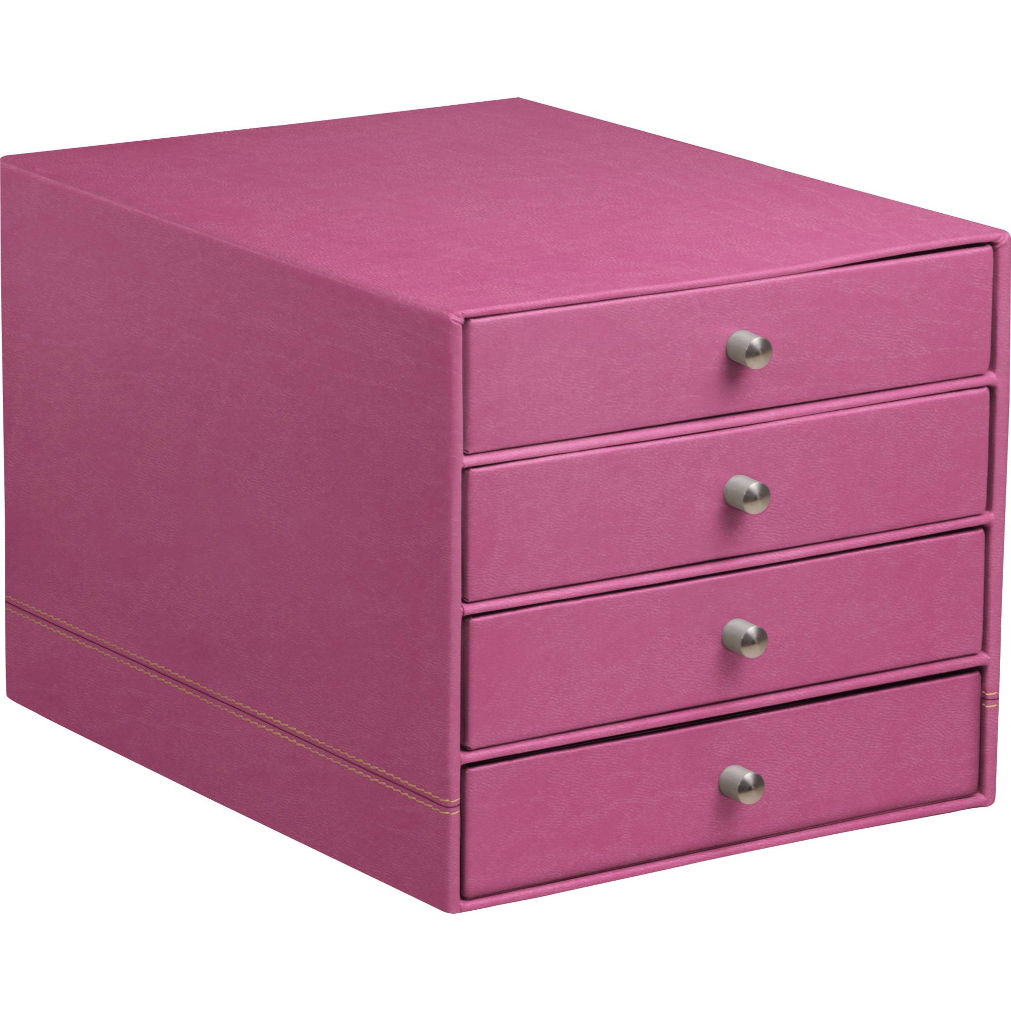 Rhodia Schubladenbox mit 4 Laden Kunstleder 24,8x32 ,7x22,8cm Fuchsia 194581C