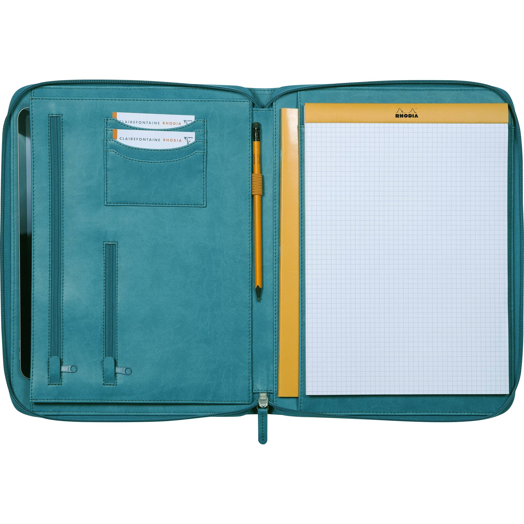 Rhodia Konferenzmappe, großes Modell 25,5x34 cm, für Block A4 Pfaugrün 168119C