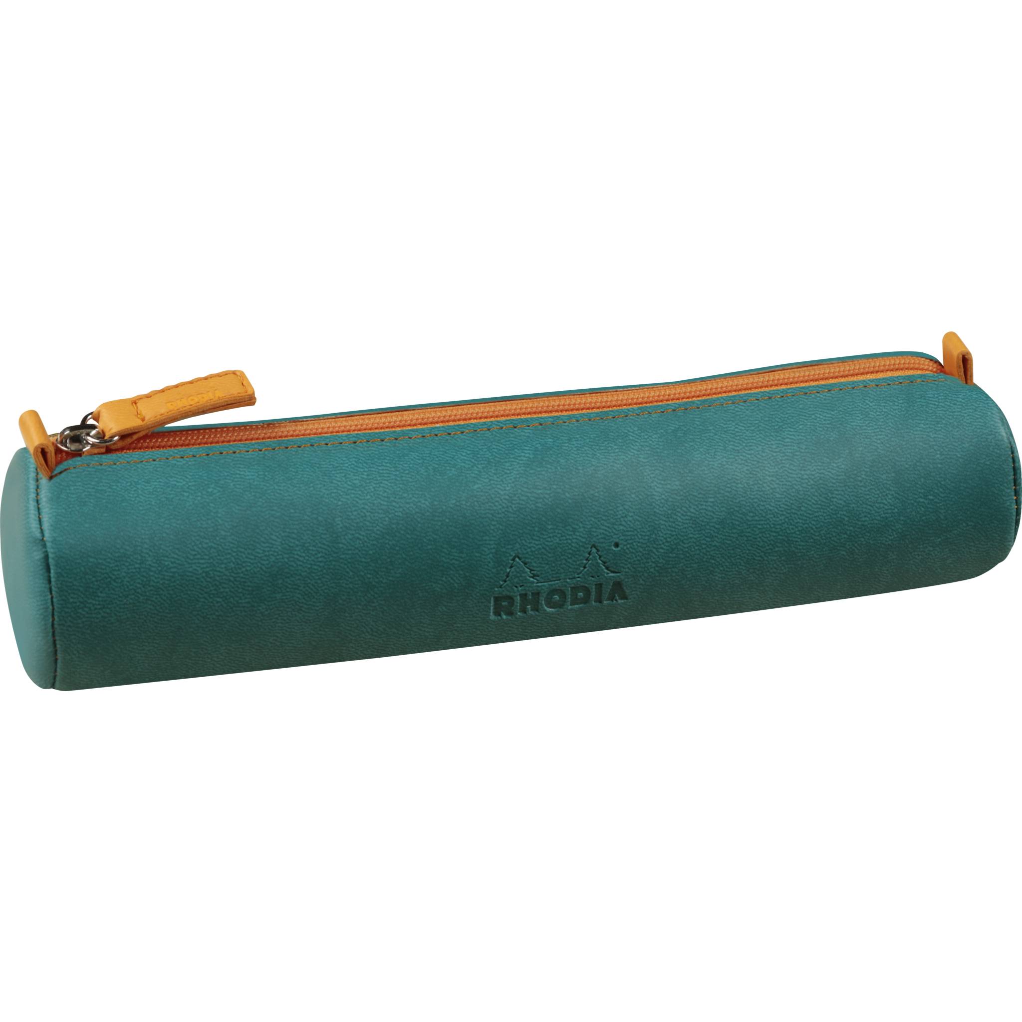 Rhodia Rhodiarama rundes Schlampermäppchen 21,5xØ5cm Kunstleder Pfaugrün 319006C