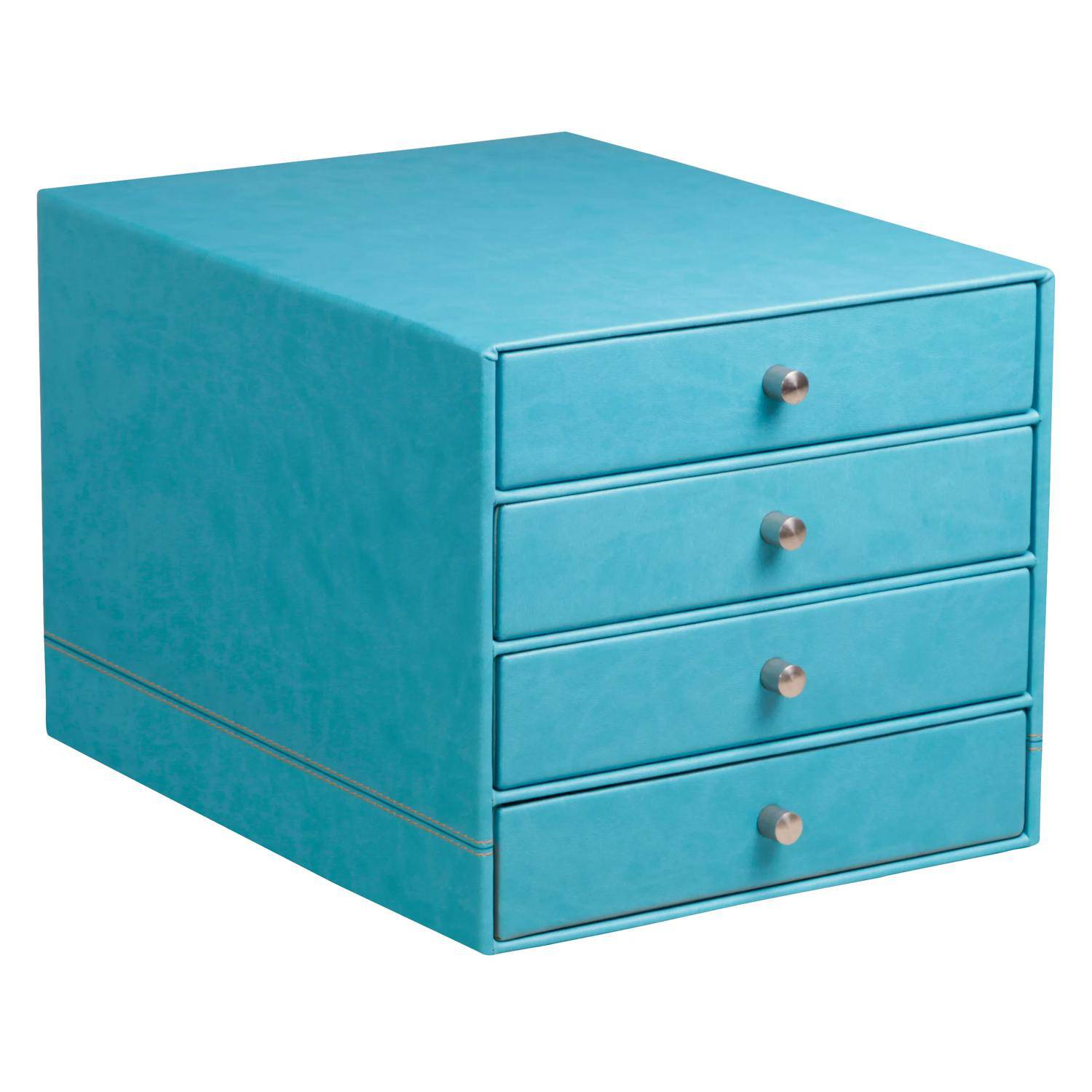 Rhodia Schubladenbox mit 4 Laden Kunstleder 24,8x32 ,7x22,8cm - Türkis 318867C