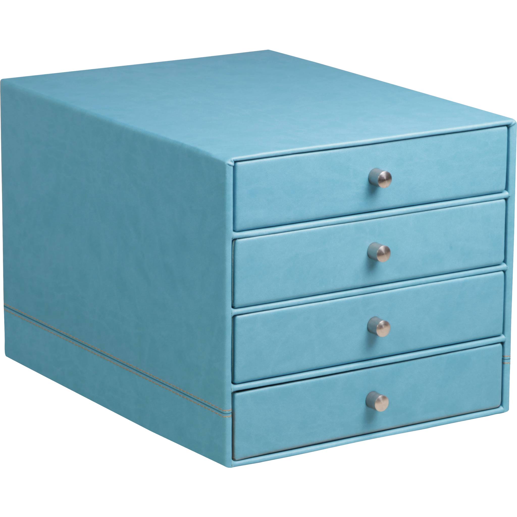 Rhodia Schubladenbox mit 4 Laden Kunstleder 24,8x32 ,7x22,8cm - Türkis 318867C