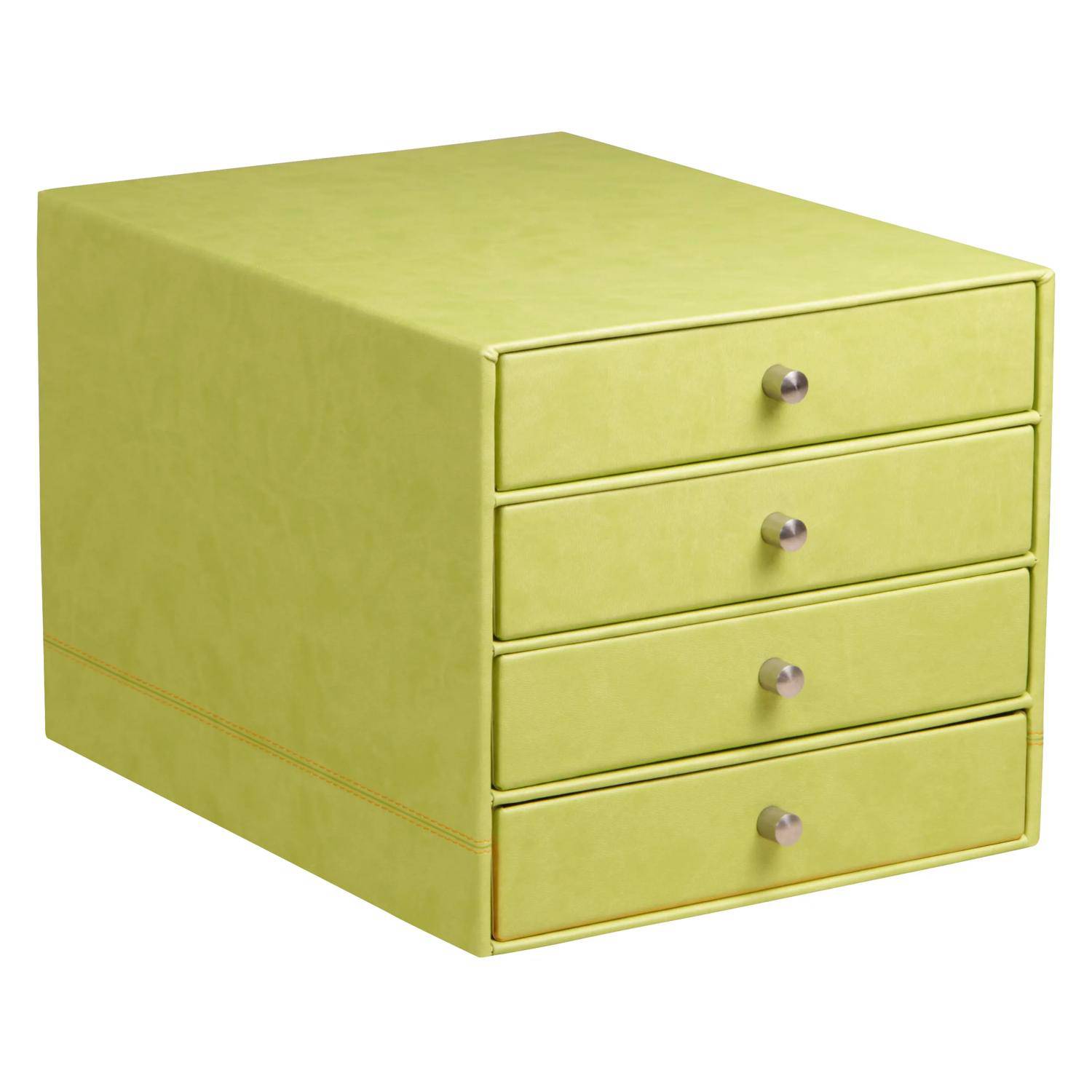 Rhodia Schubladenbox mit 4 Laden Kunstleder 24,8x32 ,7x22,8cm - Anisgrün 318866C
