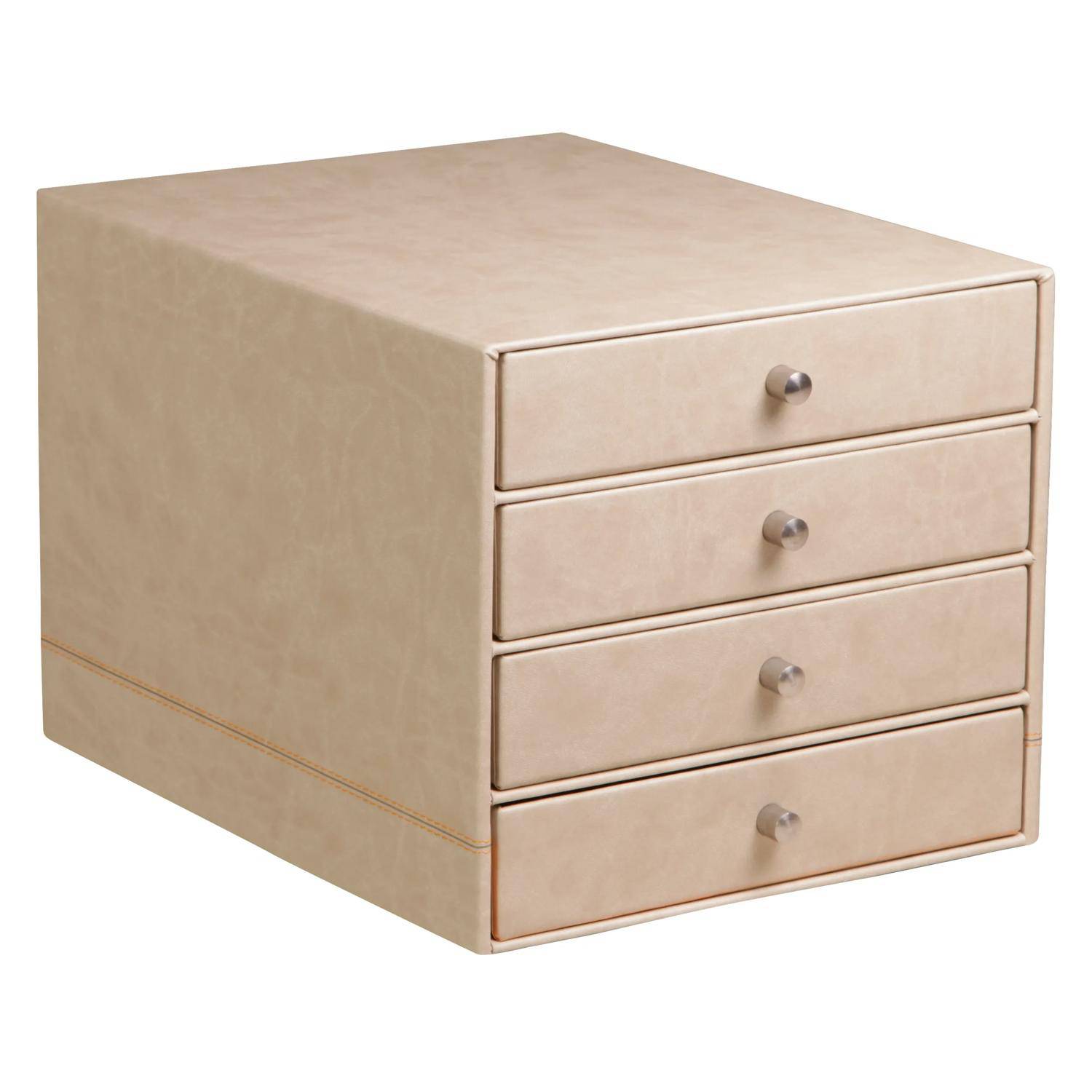 Rhodia Schubladenbox mit 4 Laden Kunstleder 24,8x32 ,7x22,8cm - Beige 318865C