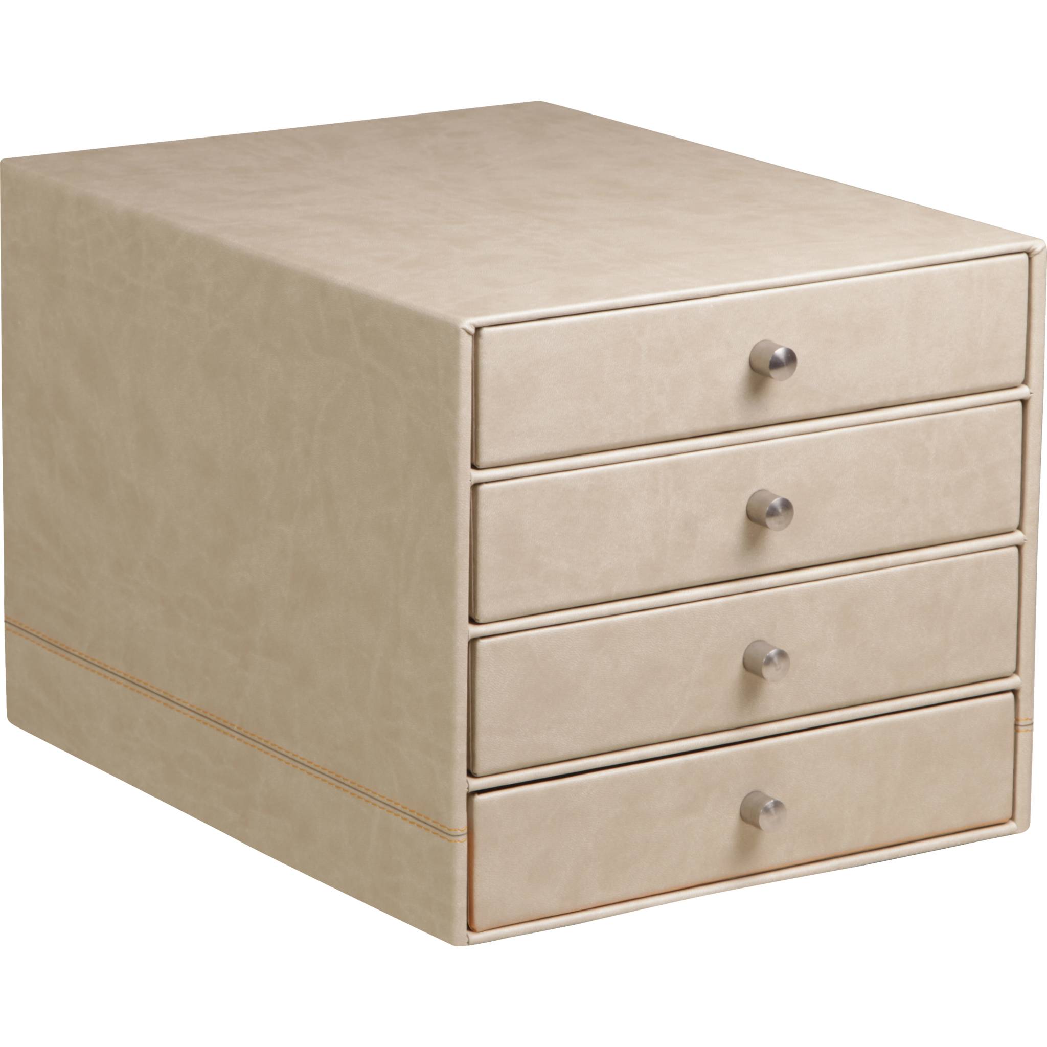 Rhodia Schubladenbox mit 4 Laden Kunstleder 24,8x32 ,7x22,8cm - Beige 318865C