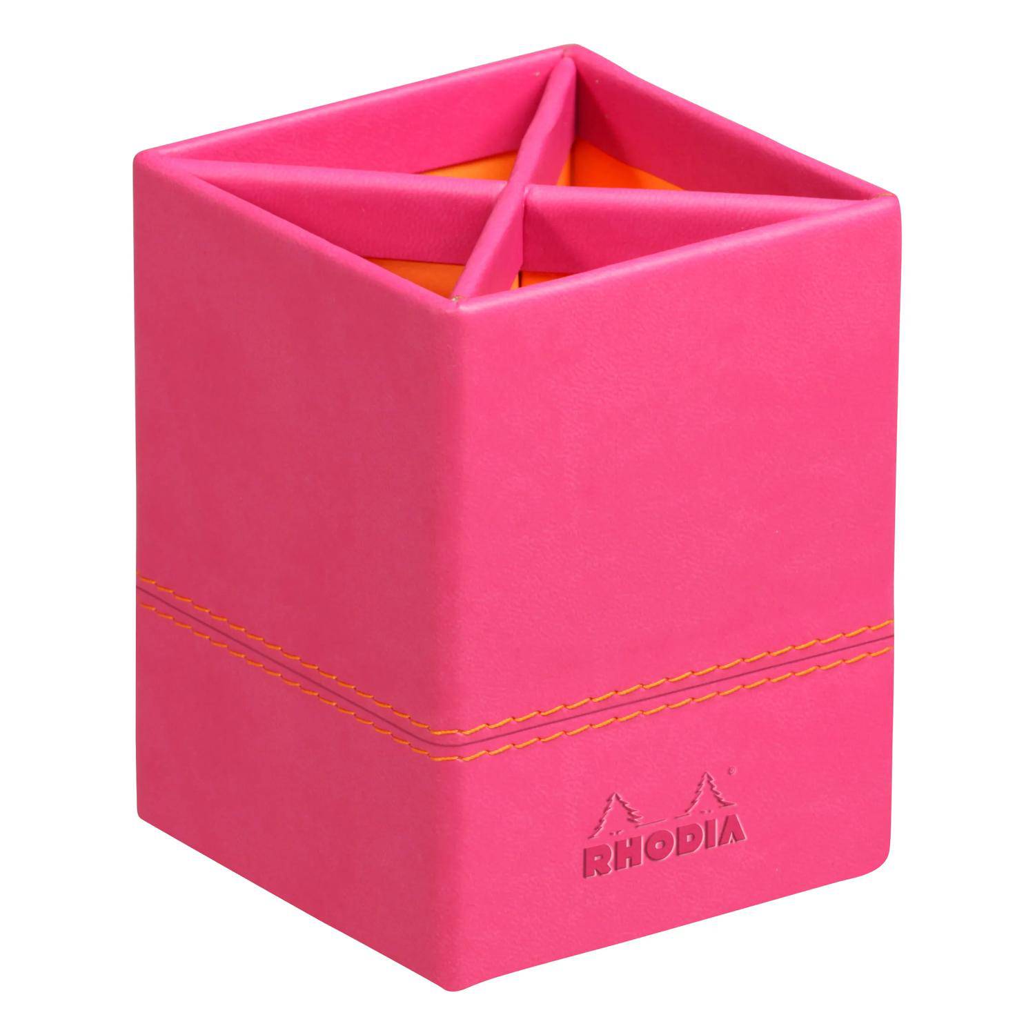 Rhodia Rhodiarama Stifteköcher aus Kunstleder, 8x8x11cm - Himbeer 318912C