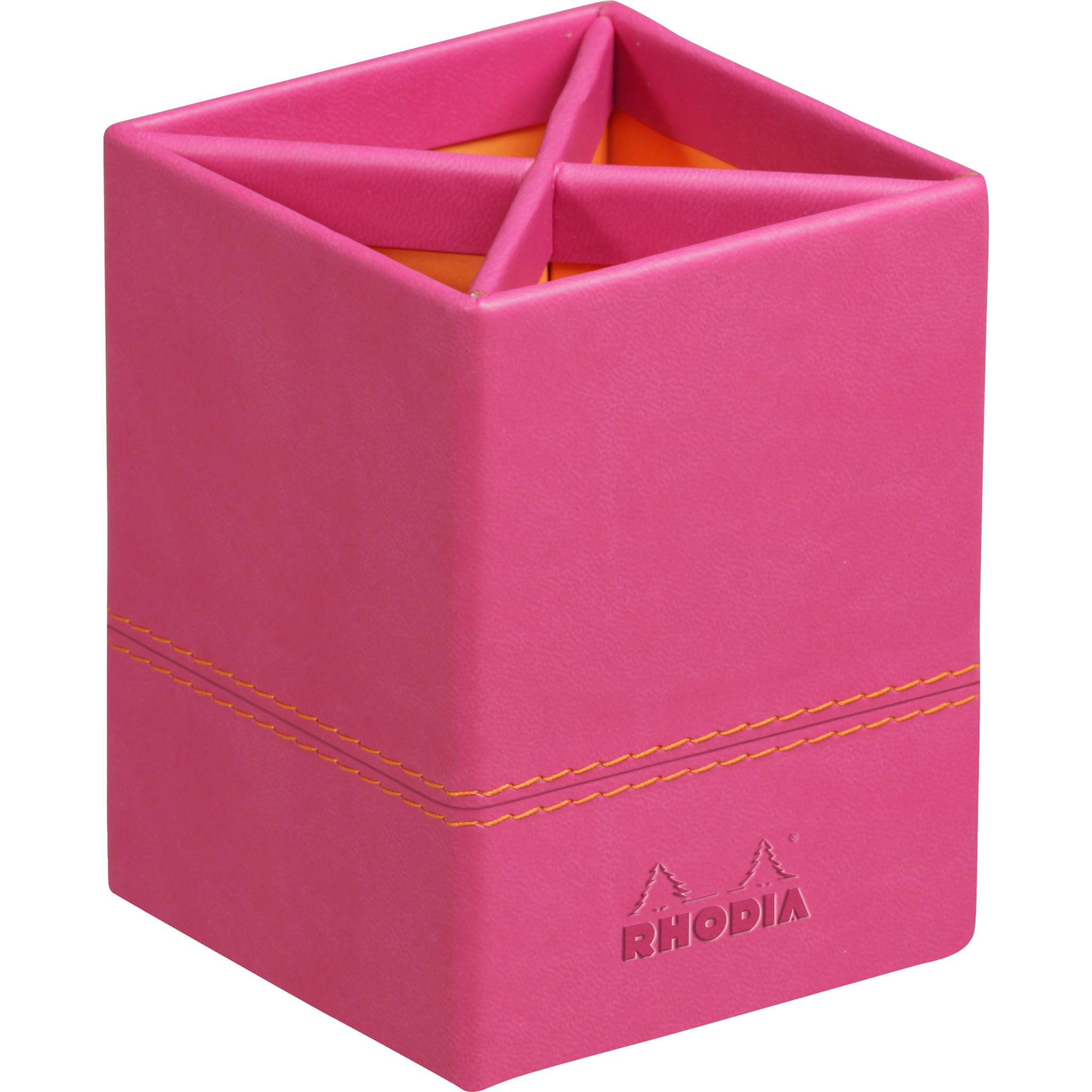 Rhodia Rhodiarama Stifteköcher aus Kunstleder, 8x8x11cm - Himbeer 318912C