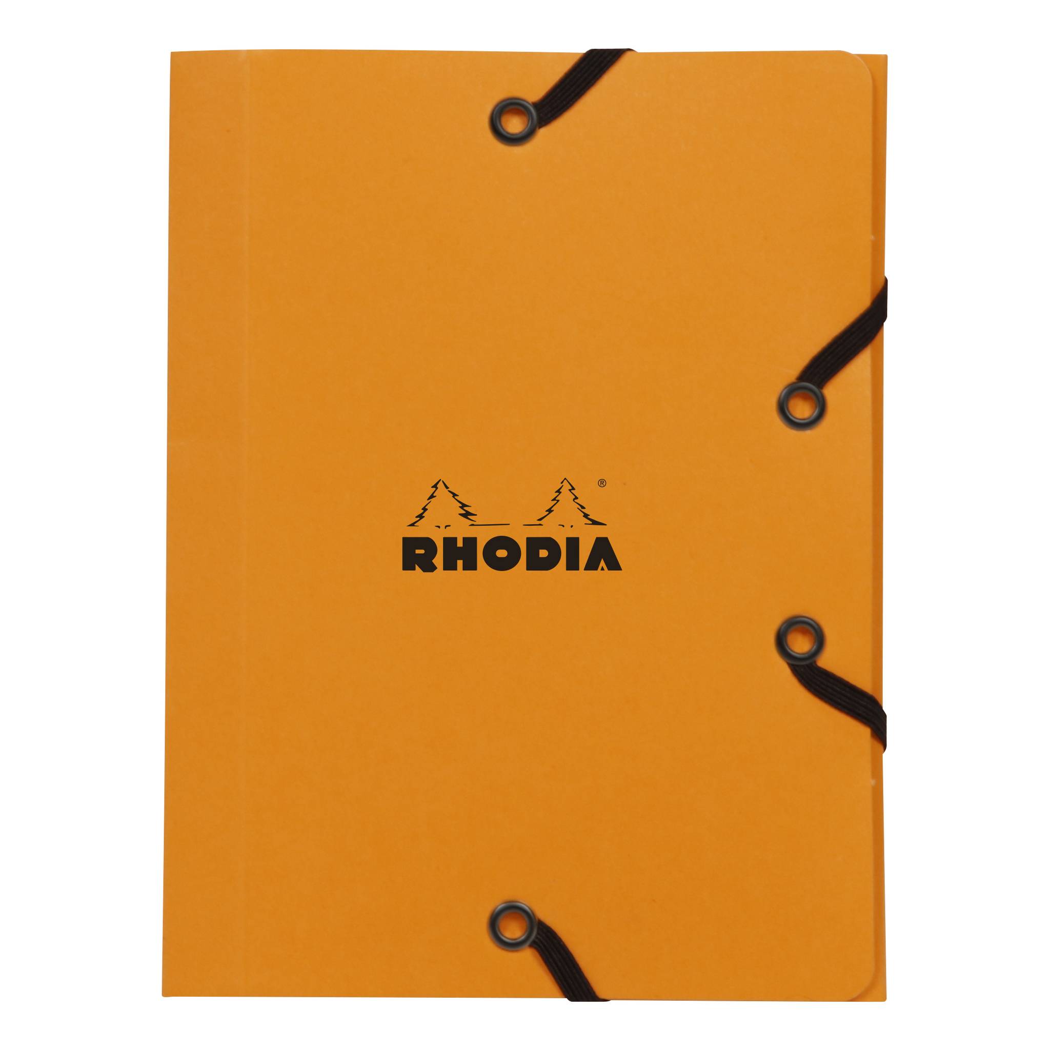 Rhodia 25x Sammelmappe Karton, Gummizug und 3 Klappen, 12x16cm Orange 12168C