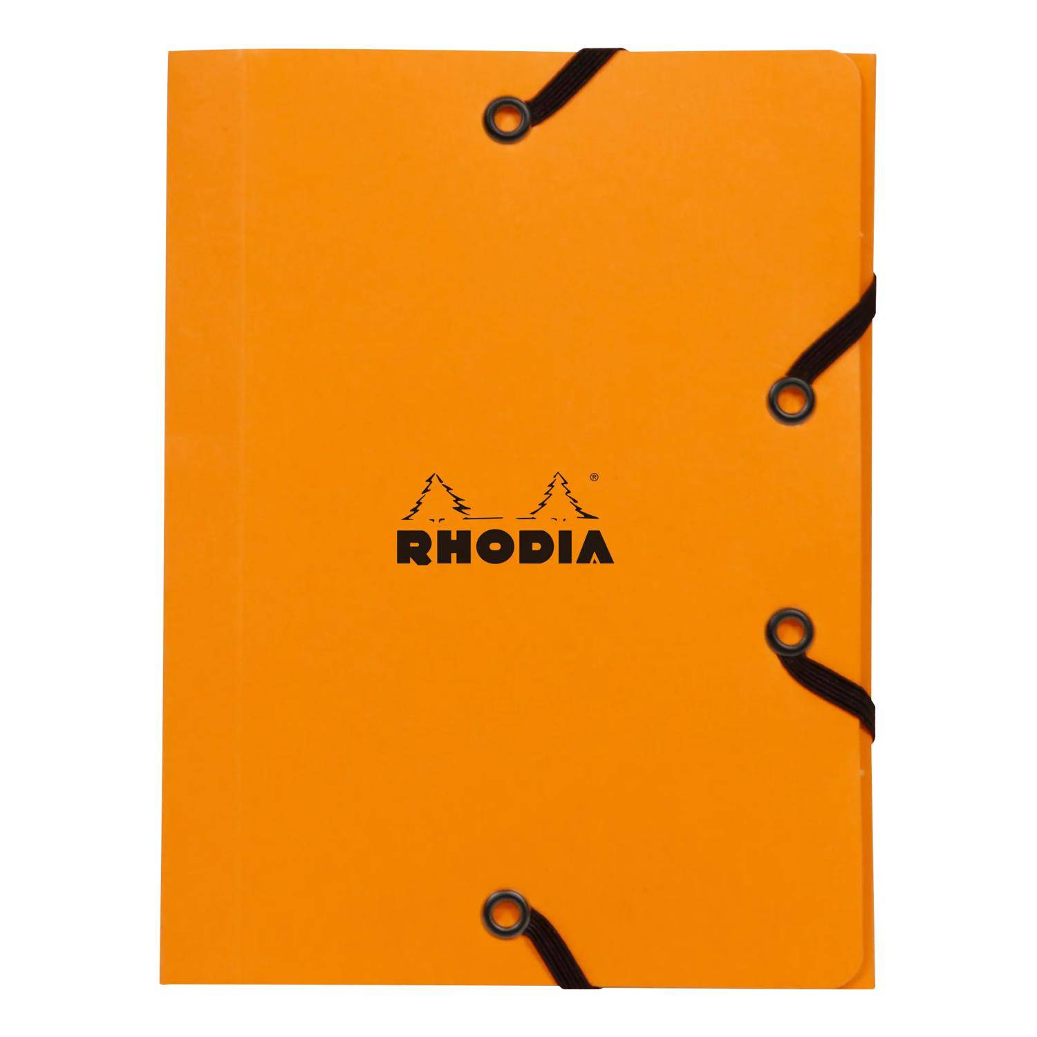 Rhodia 25x Sammelmappe Karton, Gummizug und 3 Klappen, 12x16cm Orange 12168C