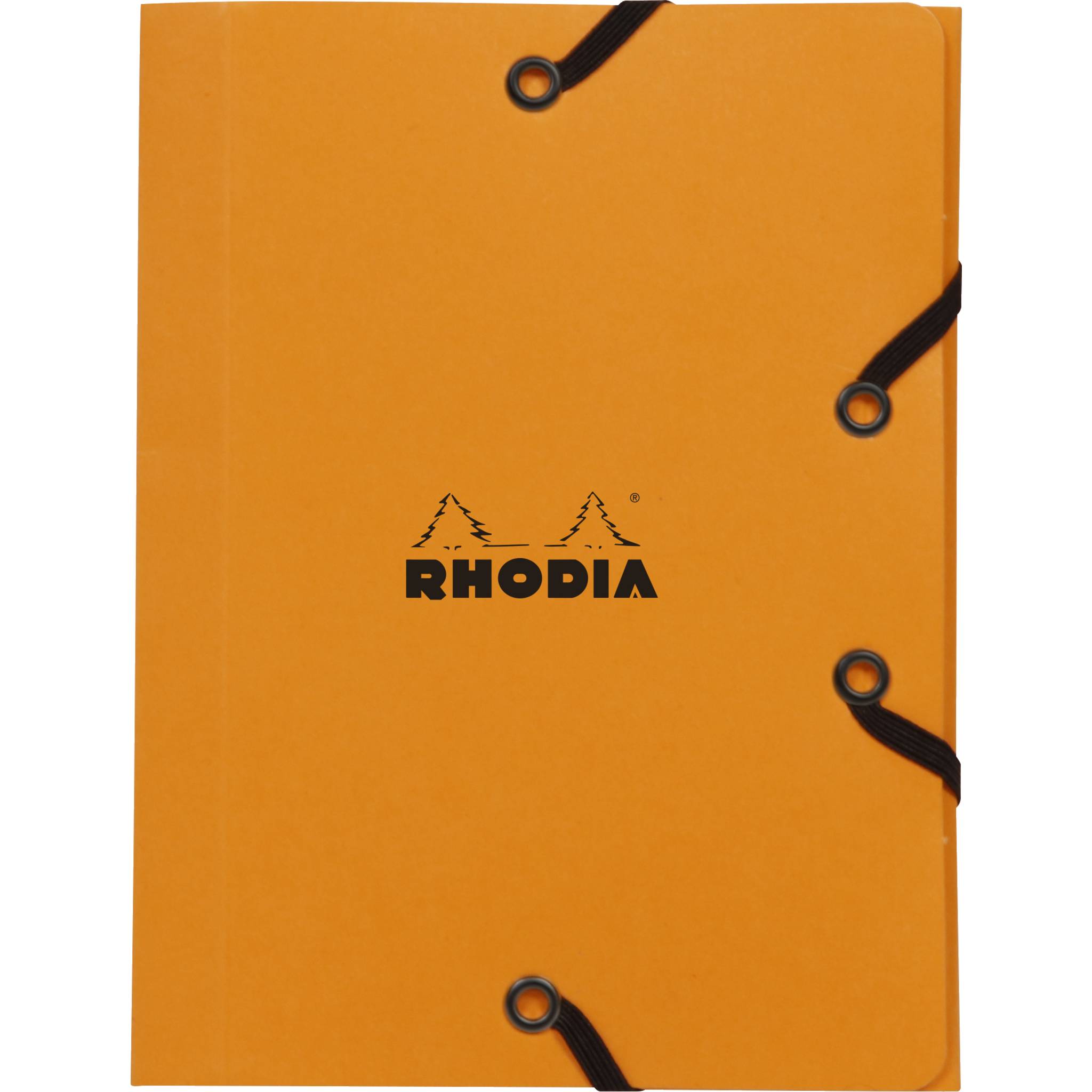 Rhodia 25x Sammelmappe Karton, Gummizug und 3 Klappen, 12x16cm Orange 12168C