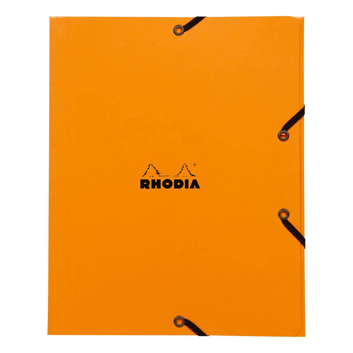 Rhodia 5x Sammelmappe Karton, Gummizug und 3 Klappen, 19x24cm Orange 19248C