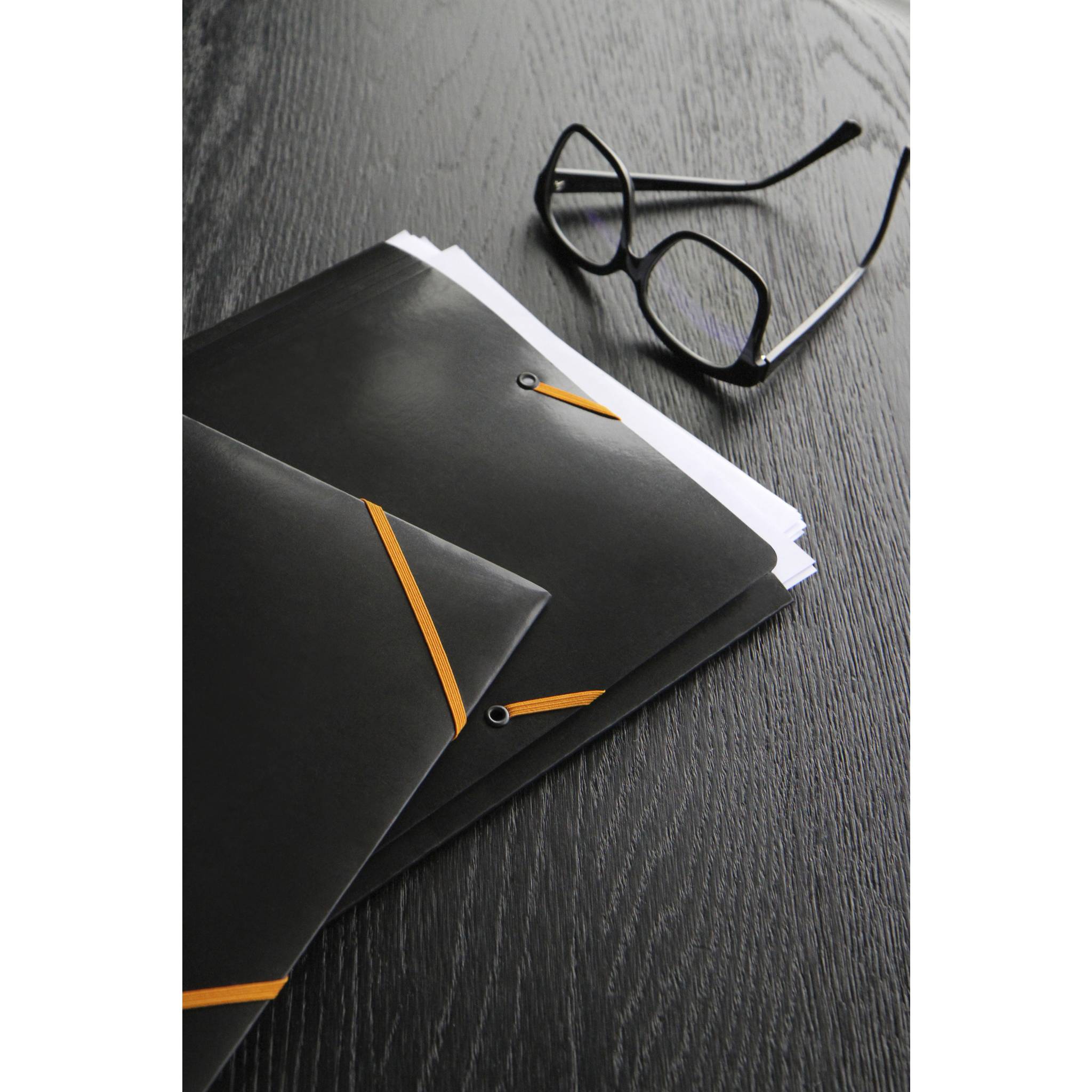 Rhodia 5x Sammelmappe Karton, Gummizug und 3 Klappen, 19x24cm Schwarz 19249C