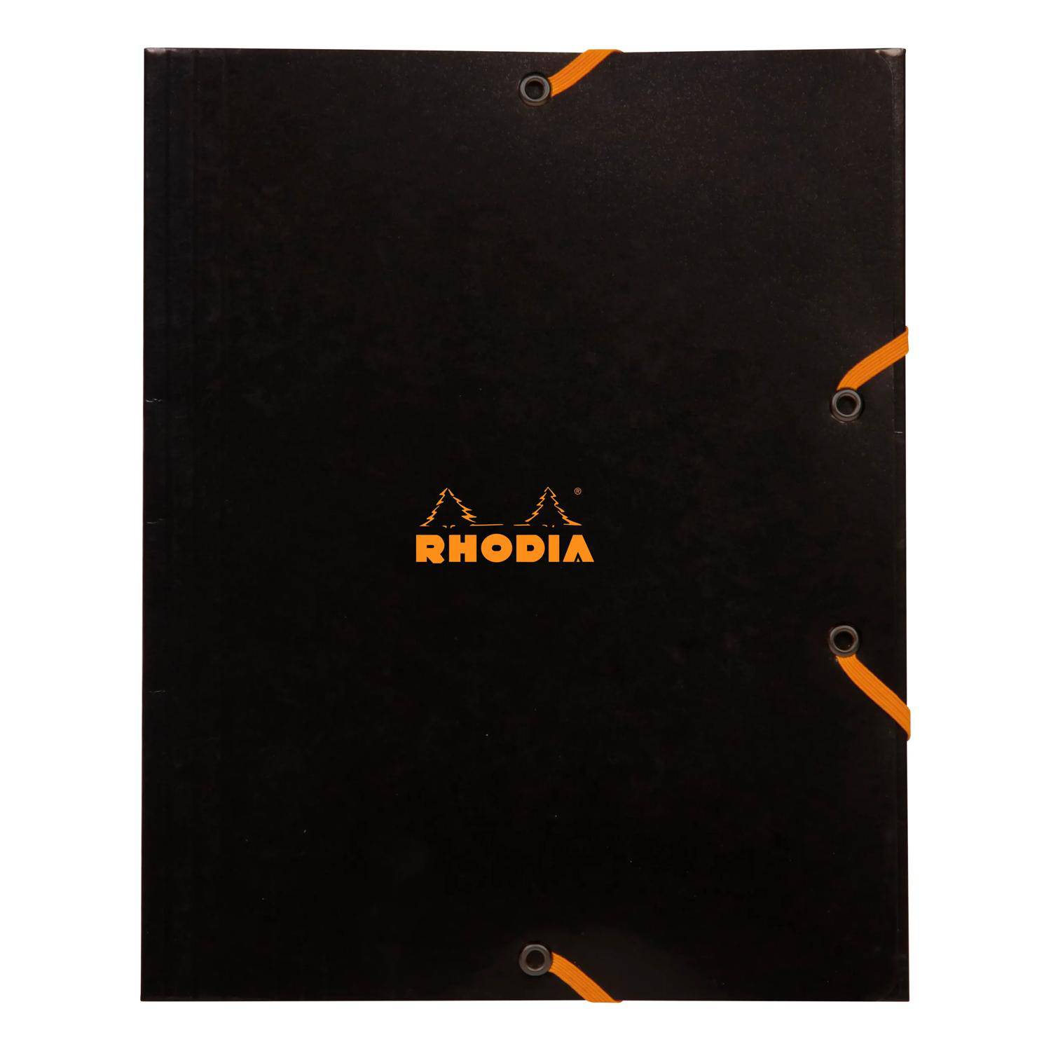 Rhodia 5x Sammelmappe Karton, Gummizug und 3 Klappen, 19x24cm Schwarz 19249C