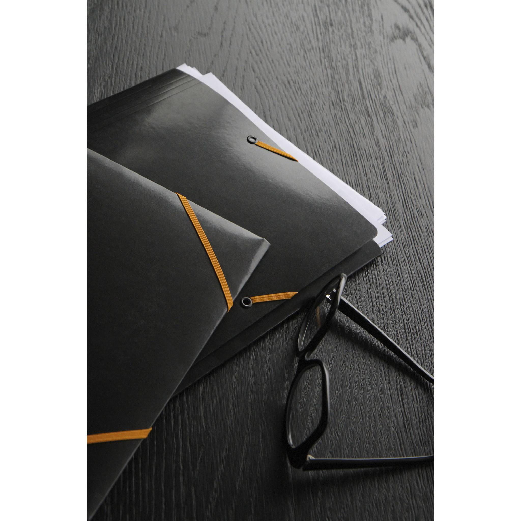 Rhodia 5x Sammelmappe Karton, Gummizug und 3 Klappen, 19x24cm Schwarz 19249C