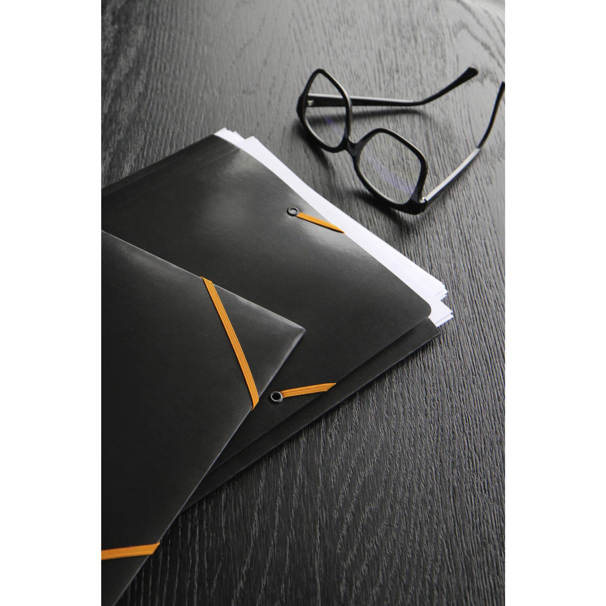 Rhodia 5x Sammelmappe Karton, Gummizug und 3 Klappen, 19x24cm Schwarz 19249C