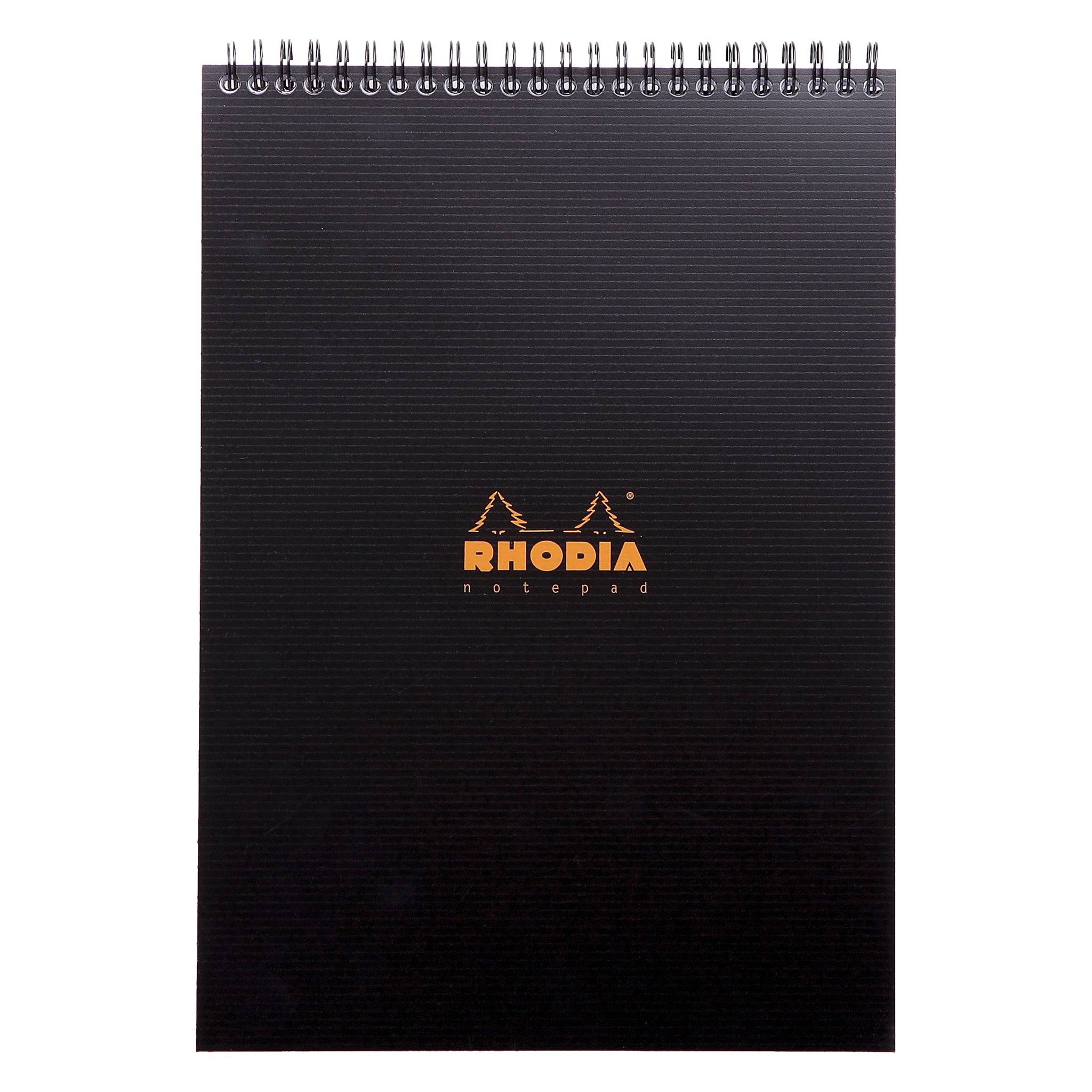 Rhodia 5x Notepad Rhodiactive A4, Spiralblock, 80 Bl kariert 90g Schwarz 19920C