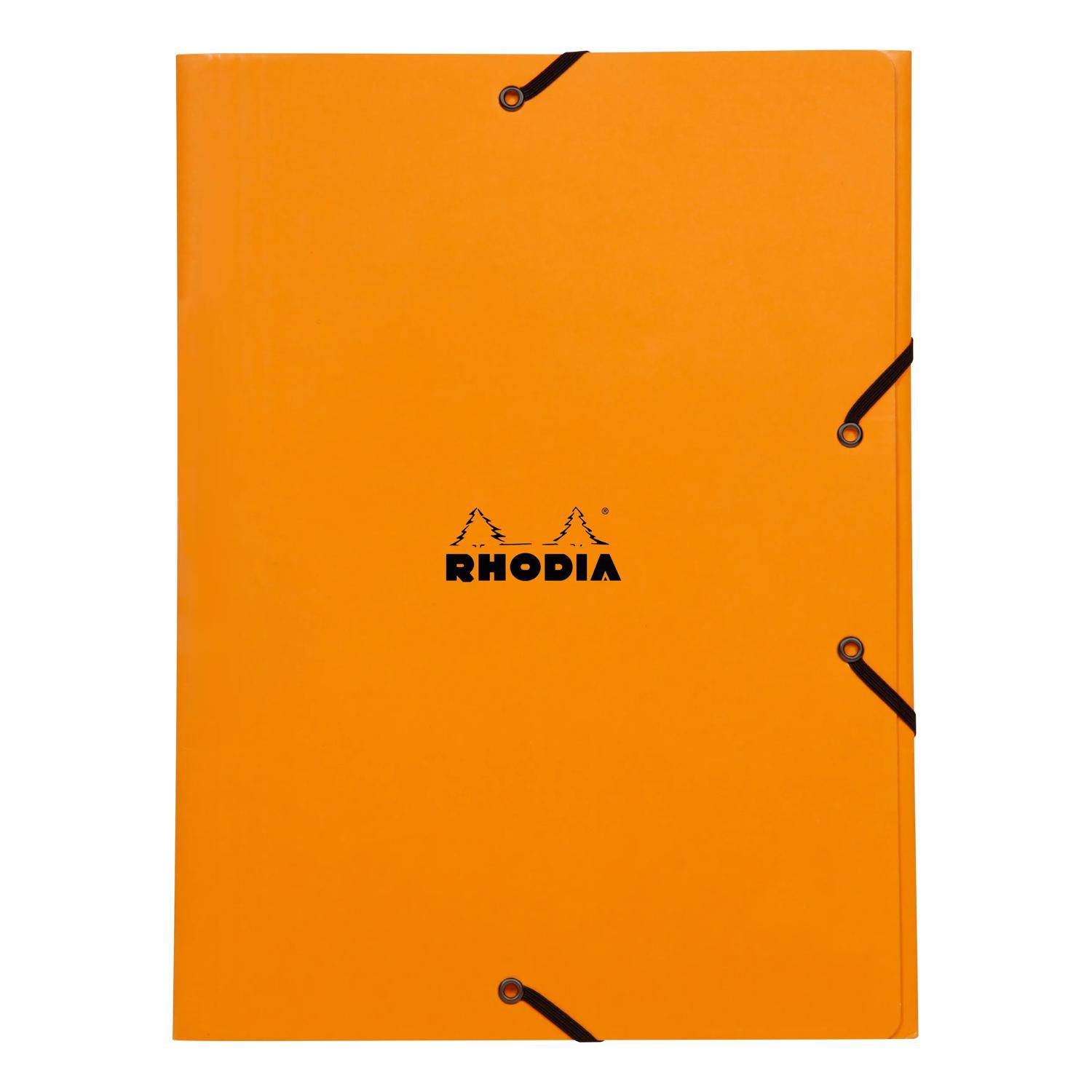 Rhodia 5x Sammelmappe Karton, Gummizug und 3 Klappen, 24x32cm Orange 24328C