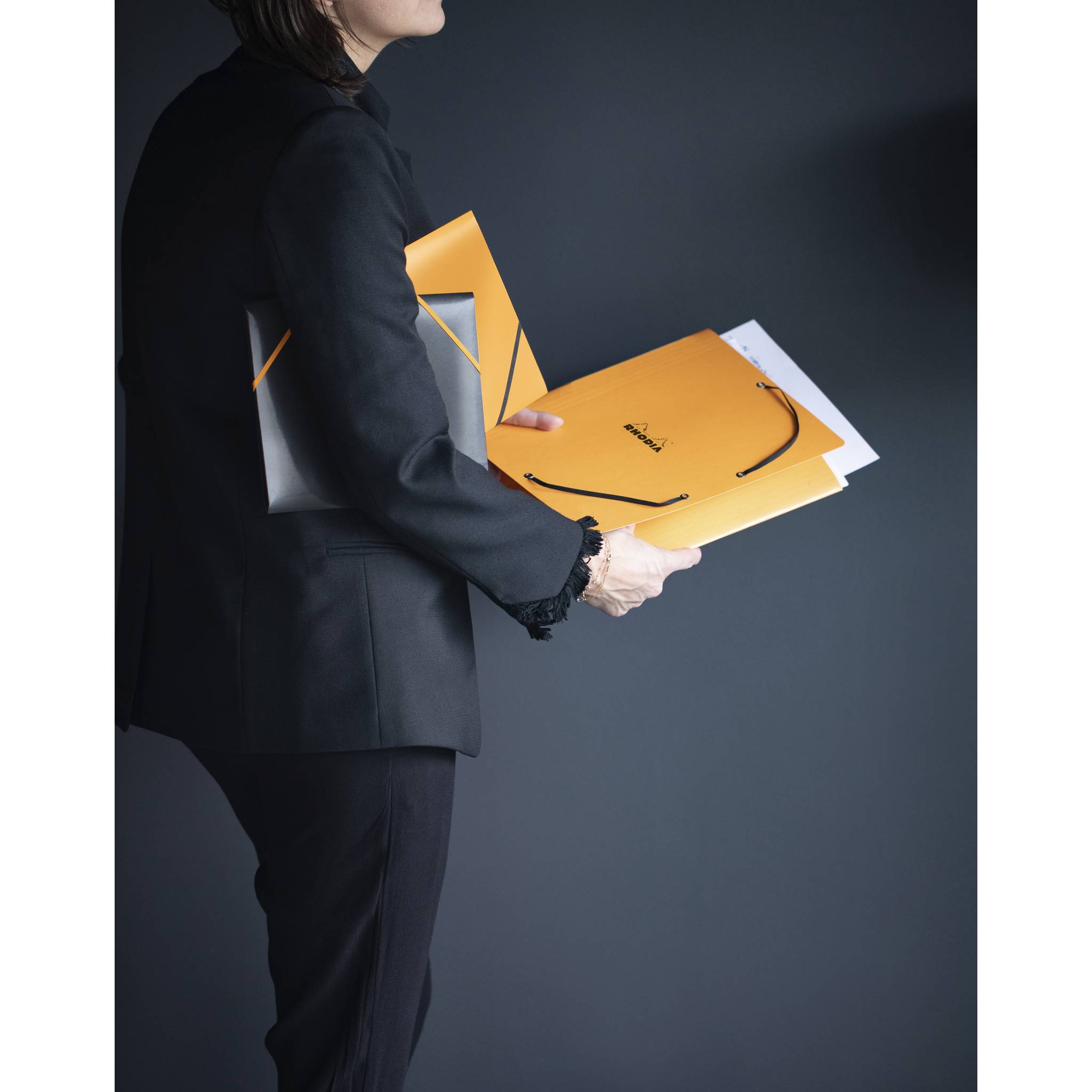 Rhodia 5x Sammelmappe Karton, Gummizug und 3 Klappen, 24x32cm Orange 24328C