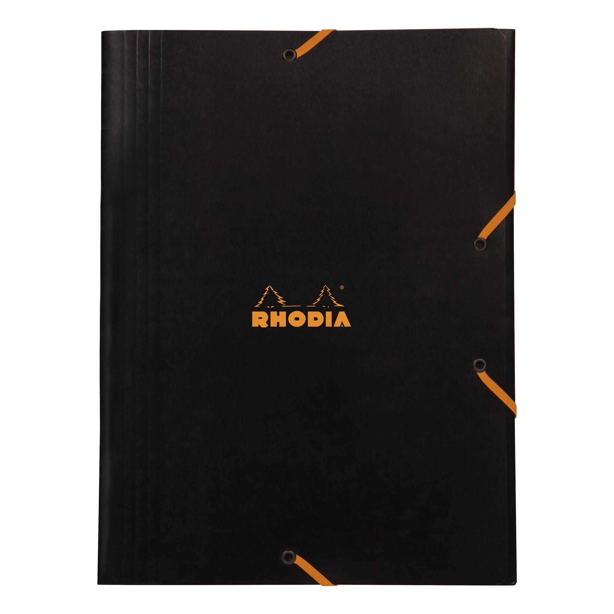 Rhodia 5x Sammelmappe Karton, Gummizug und 3 Klappen, 24x32cm Schwarz 24329C