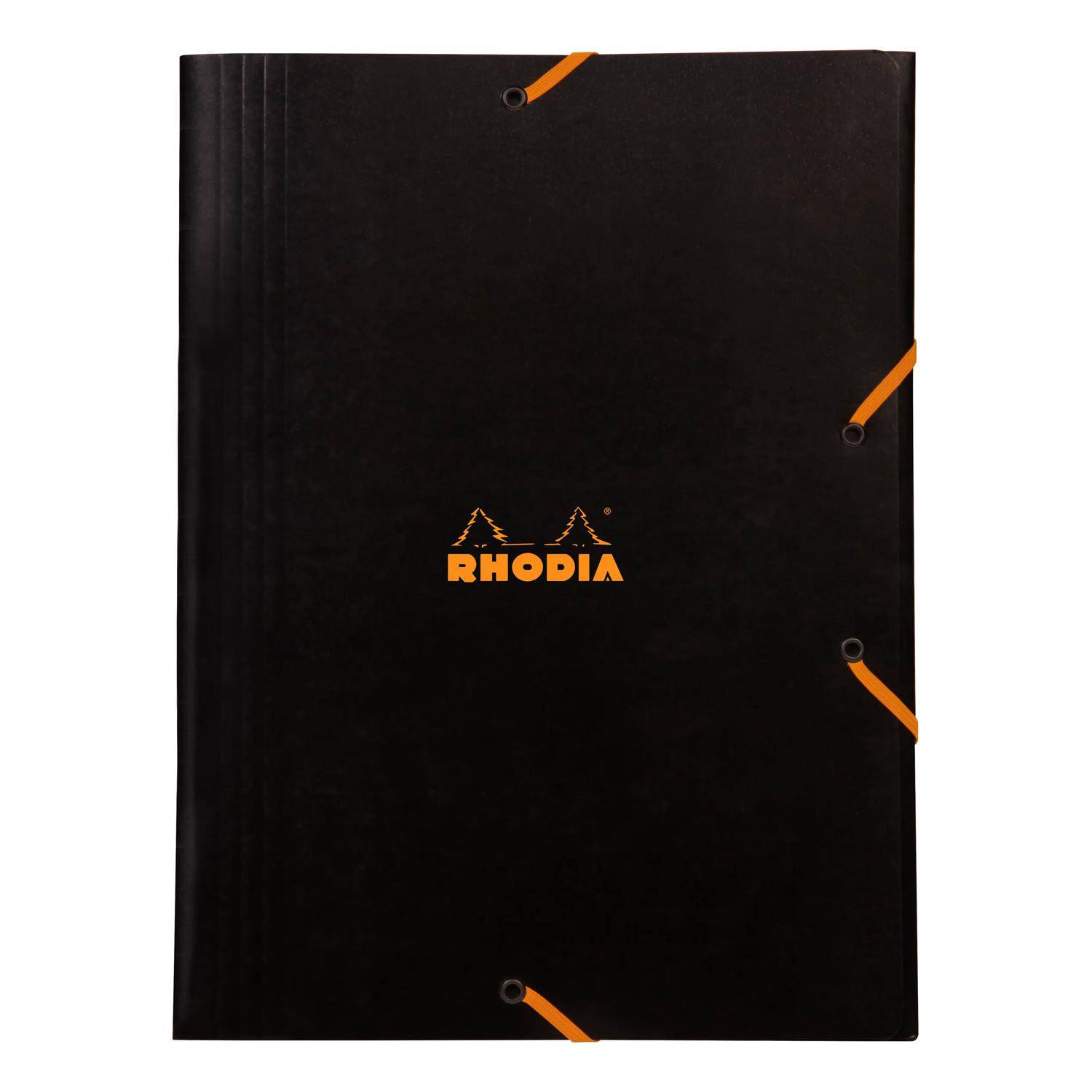 Rhodia 5x Sammelmappe Karton, Gummizug und 3 Klappen, 24x32cm Schwarz 24329C
