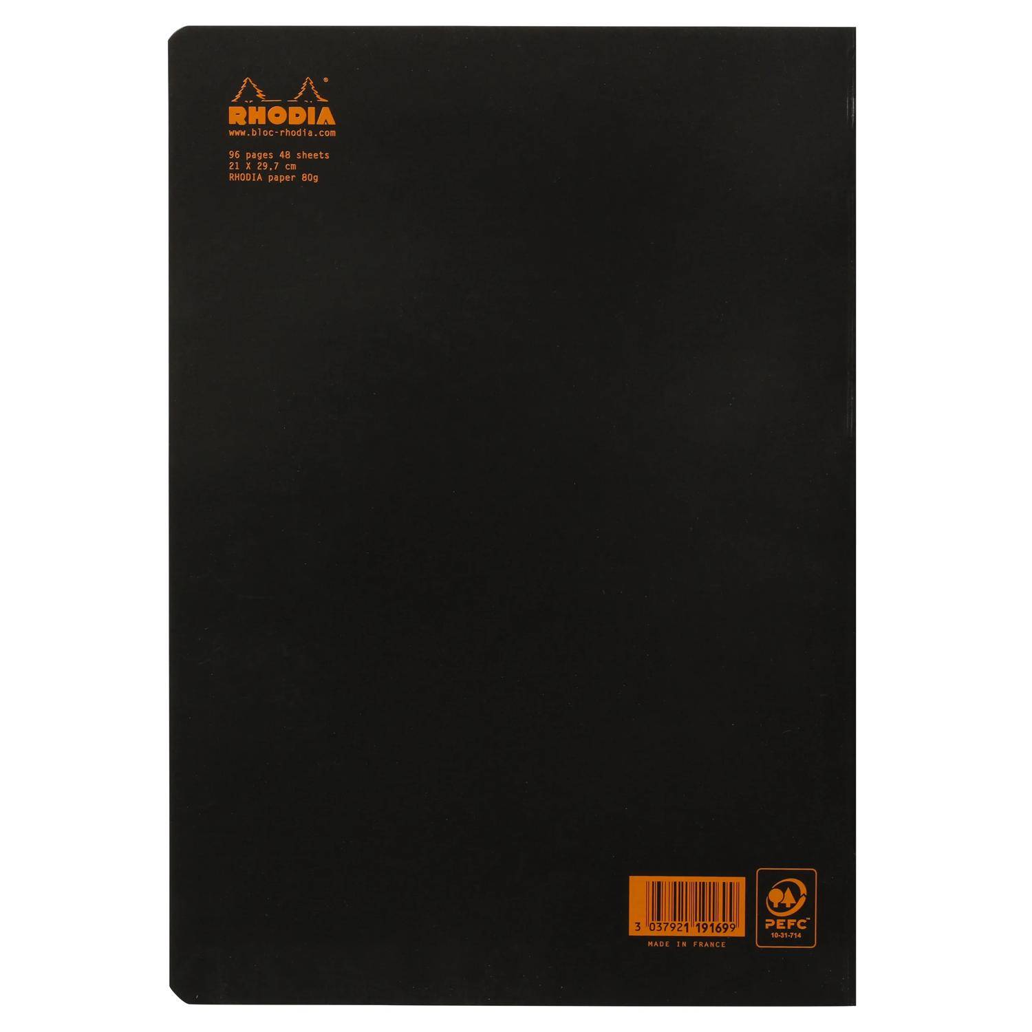 Rhodia 10x Notizheft Rhodia A4 48 Blatt liniert 80g - Schwarz 119169C