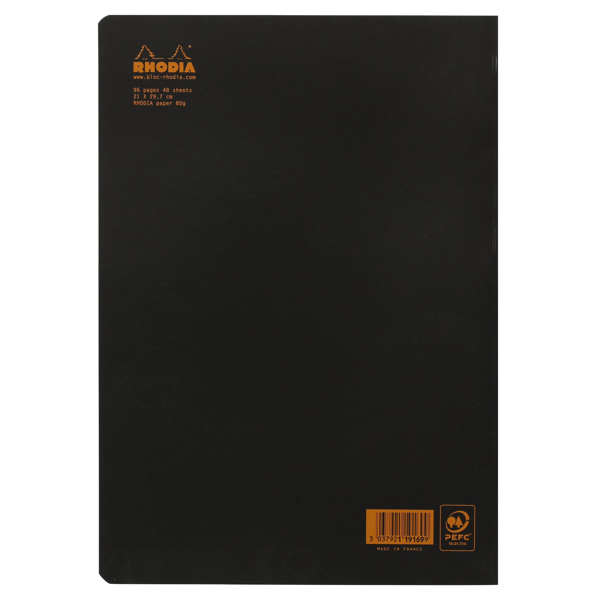 Rhodia 10x Notizheft Rhodia A4 48 Blatt liniert 80g - Schwarz 119169C