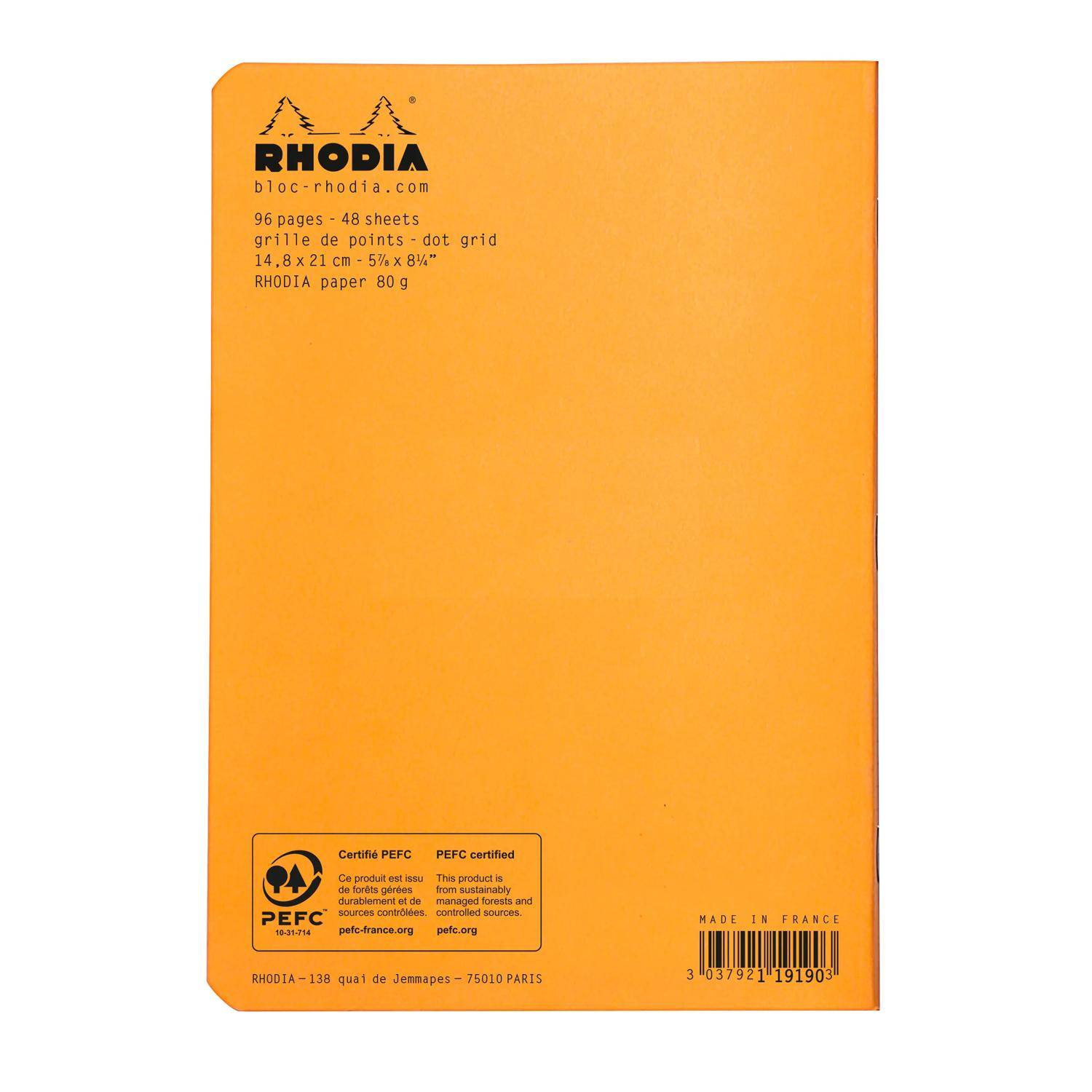 Rhodia 10x Notizheft Rhodia dotBook A5 48 Bl dot/punktkariert 80g Orange 119190C