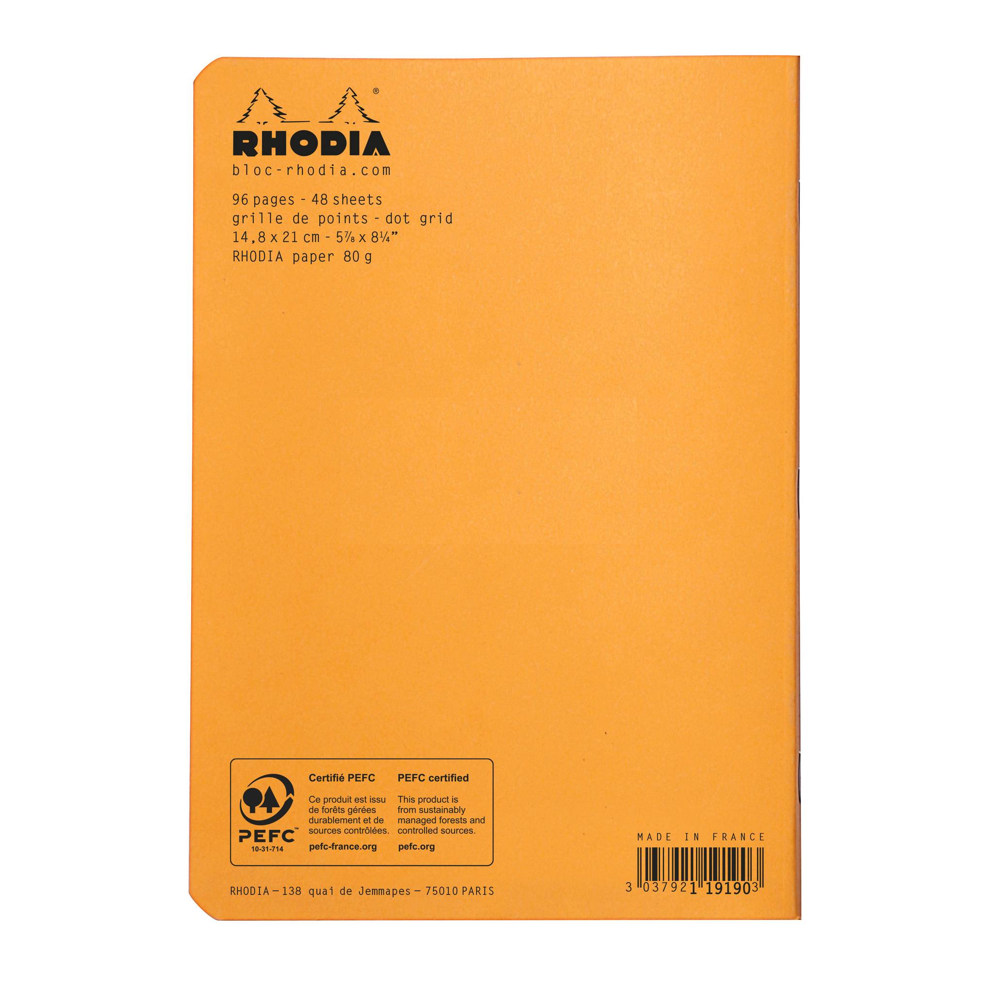 Rhodia 10x Notizheft Rhodia dotBook A5 48 Bl dot/punktkariert 80g Orange 119190C