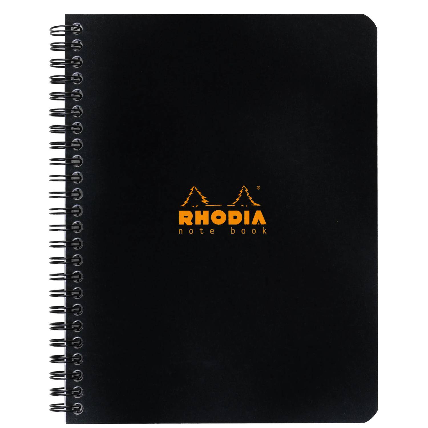 Rhodia 5x Spiralbuch Notebook A5+, 80 Bl kariert 80g, abtrennbar Schwarz 193429C