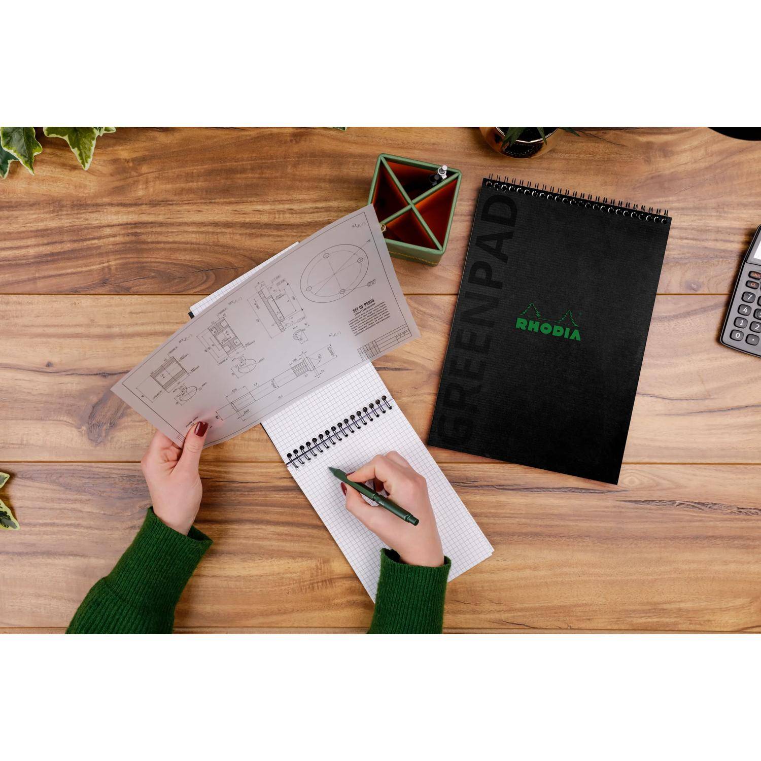 Rhodia 5x Block A4+ RC Karton 350 g/m2, 80 Bl liniert, 90 g/m2 Schwarz 119927C