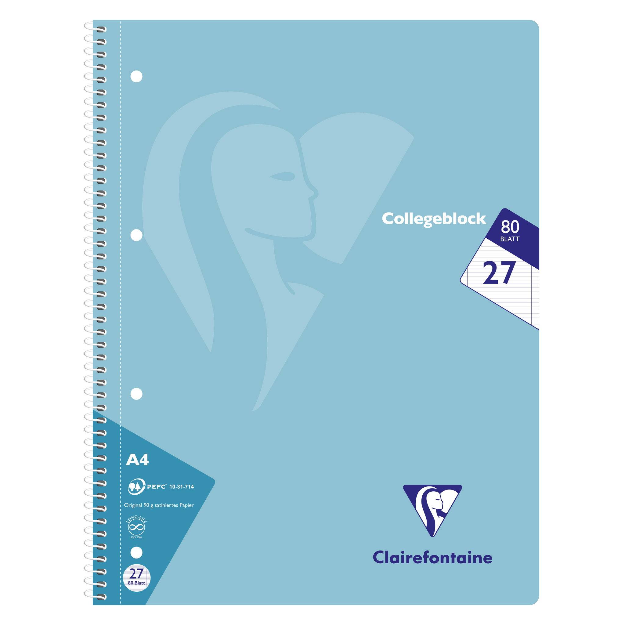 Clairefontaine 20x Collegeblock 80Bl liniert Lin. Pastellfarben sortiert 306227C