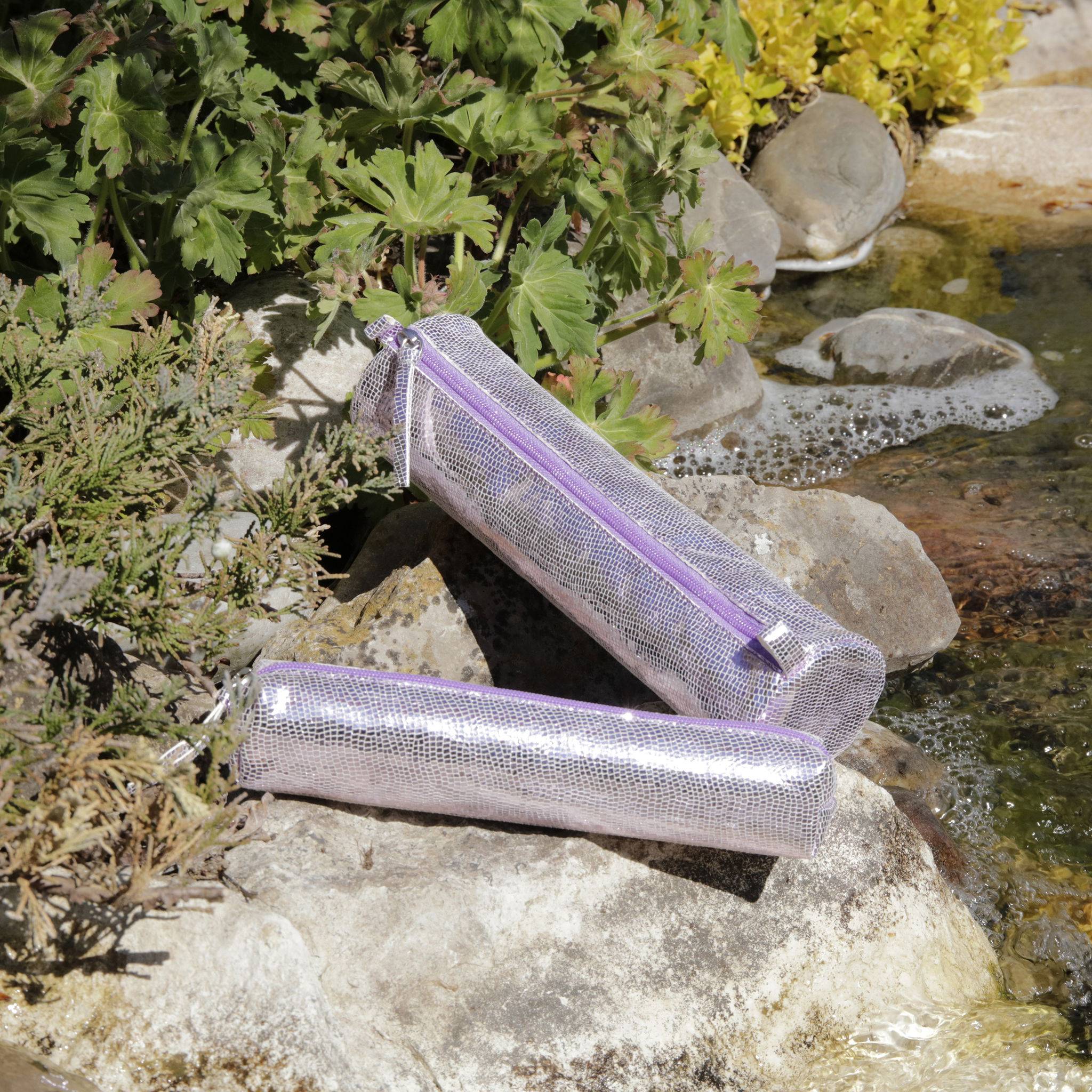 Clairefontaine 4x Céleste Schlampermäppchen Leder SLIM 19,5x2,5x4cm rosa 410098C