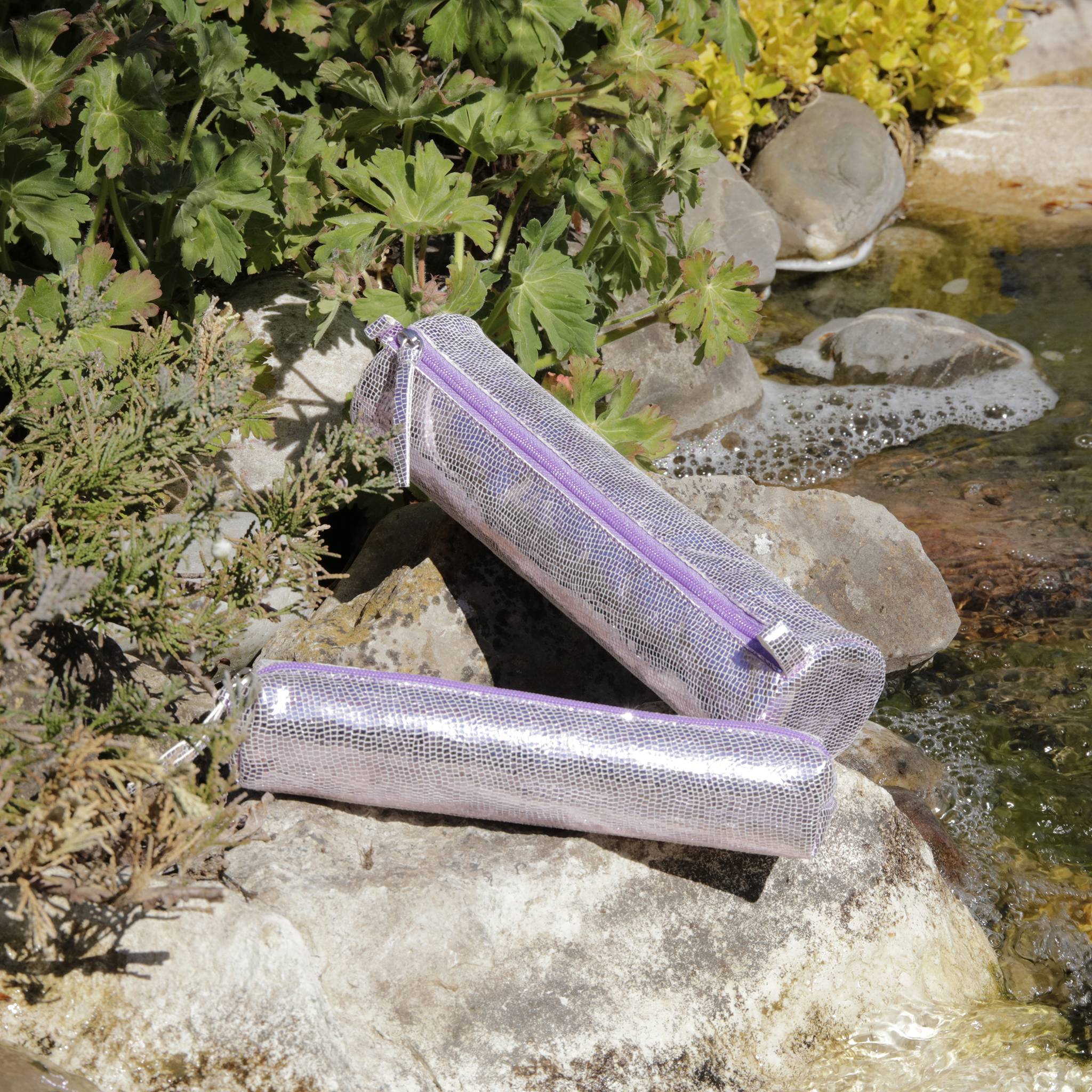 Clairefontaine 4x Céleste Schlampermäppchen Leder SLIM 19,5x2,5x4cm rosa 410098C