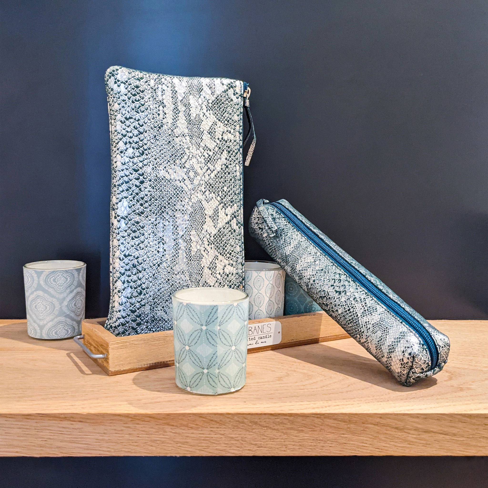 Clairefontaine 4x Céleste Schlampermäppchen 19,5x2,5x4cm Lazergrün 410097C