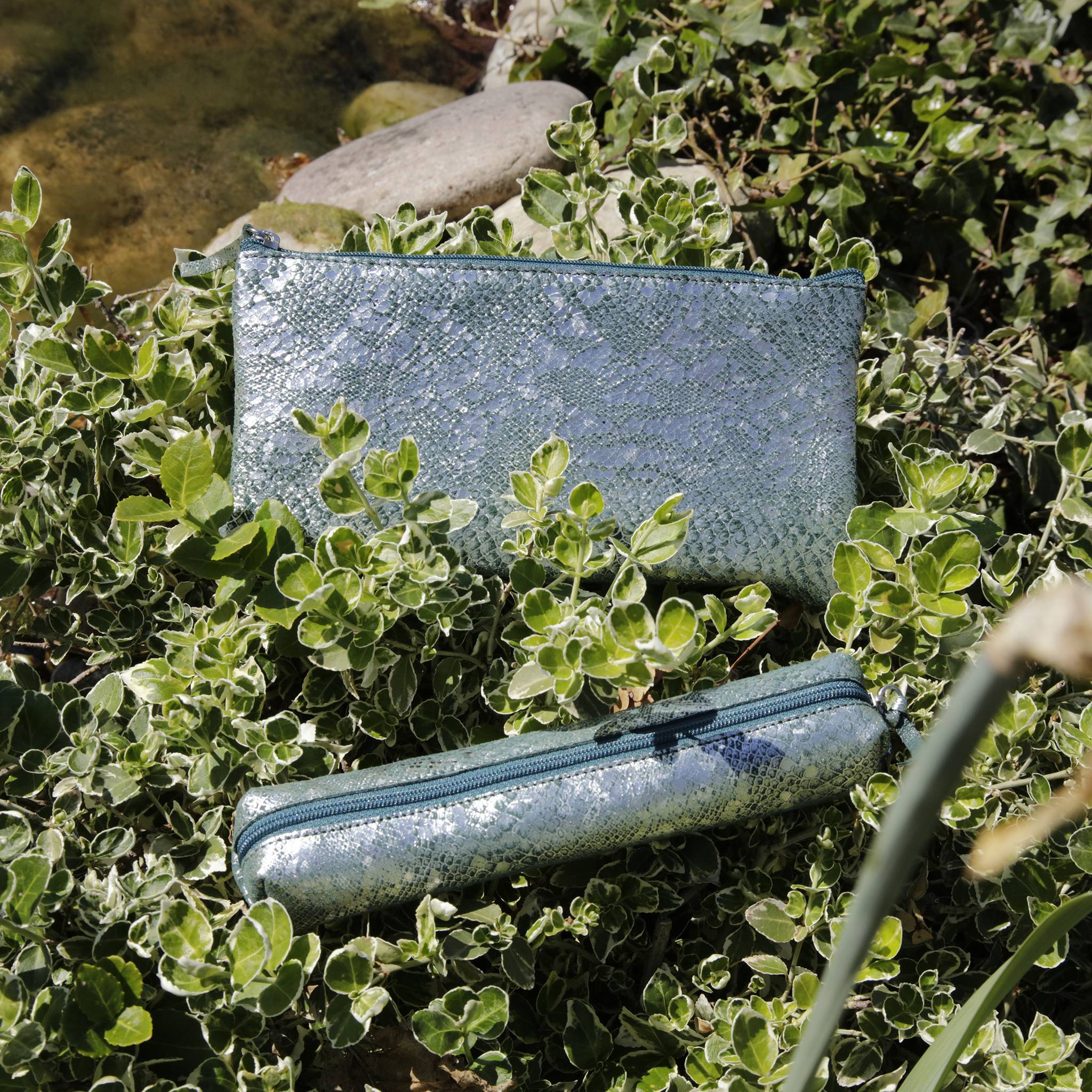 Clairefontaine 4x Céleste Schlampermäppchen 19,5x2,5x4cm Lazergrün 410097C