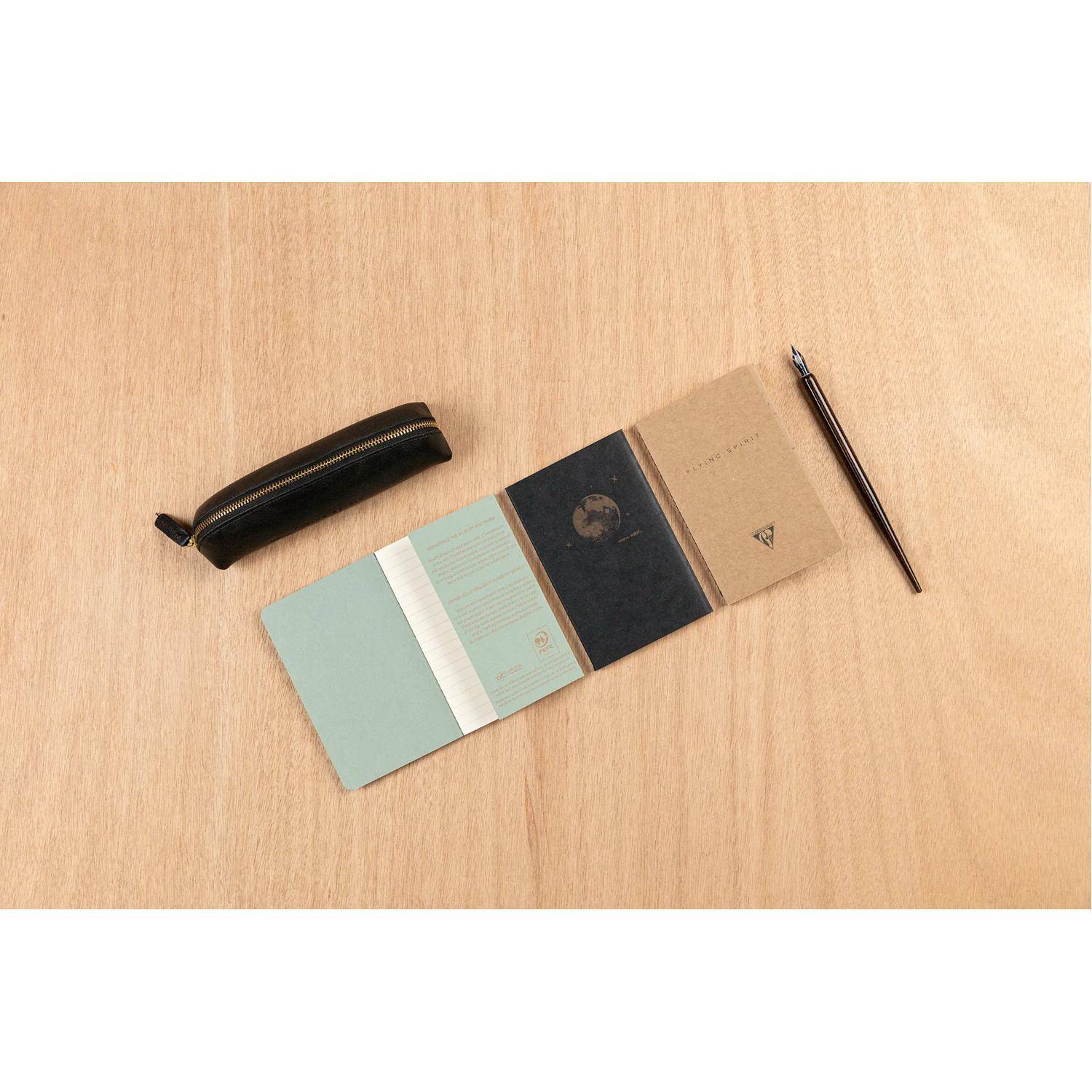 Clairefontaine 5x Notizbuch geheftet 9x14cm 48 Bl liniert, 90g, Graugrün 107596C