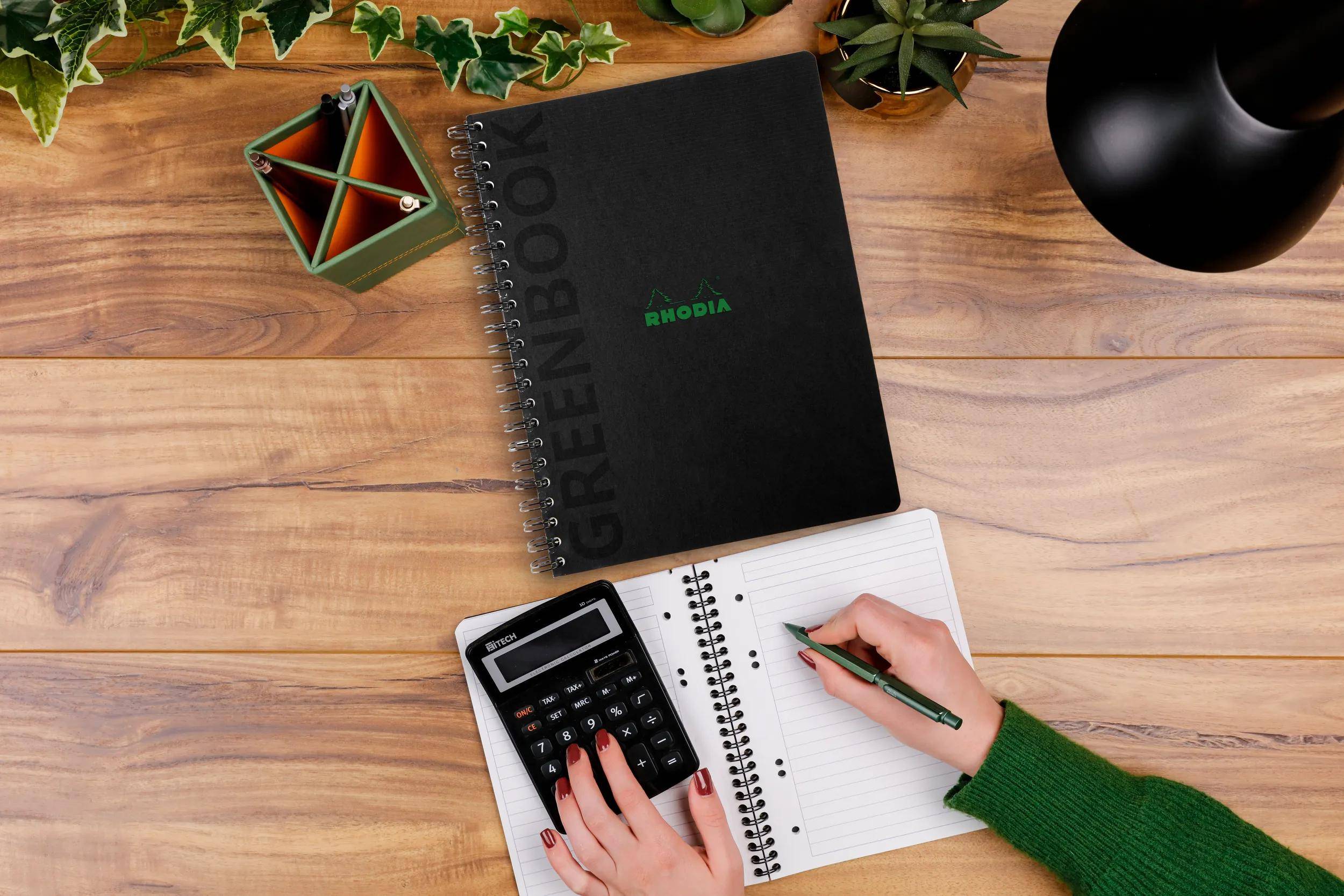 Rhodia 5x Notizbuch A4+ 715g/m2, 80 Bl liniert Rand, 90g gelocht Schwarz 119923C