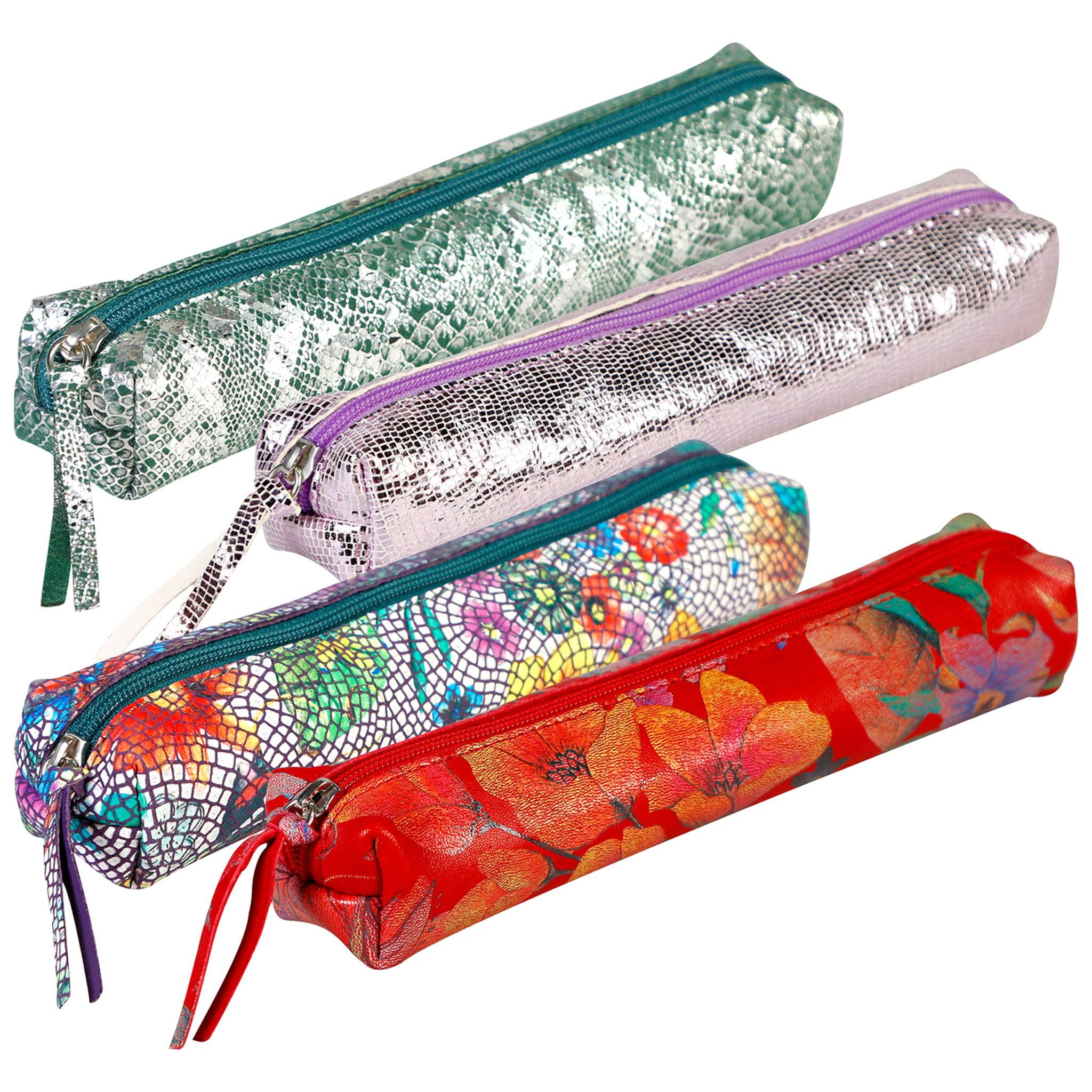 Clairefontaine 4x Céleste Schlampermäppchen Leder SLIM 19,5x2,5x4cm rosa 410098C