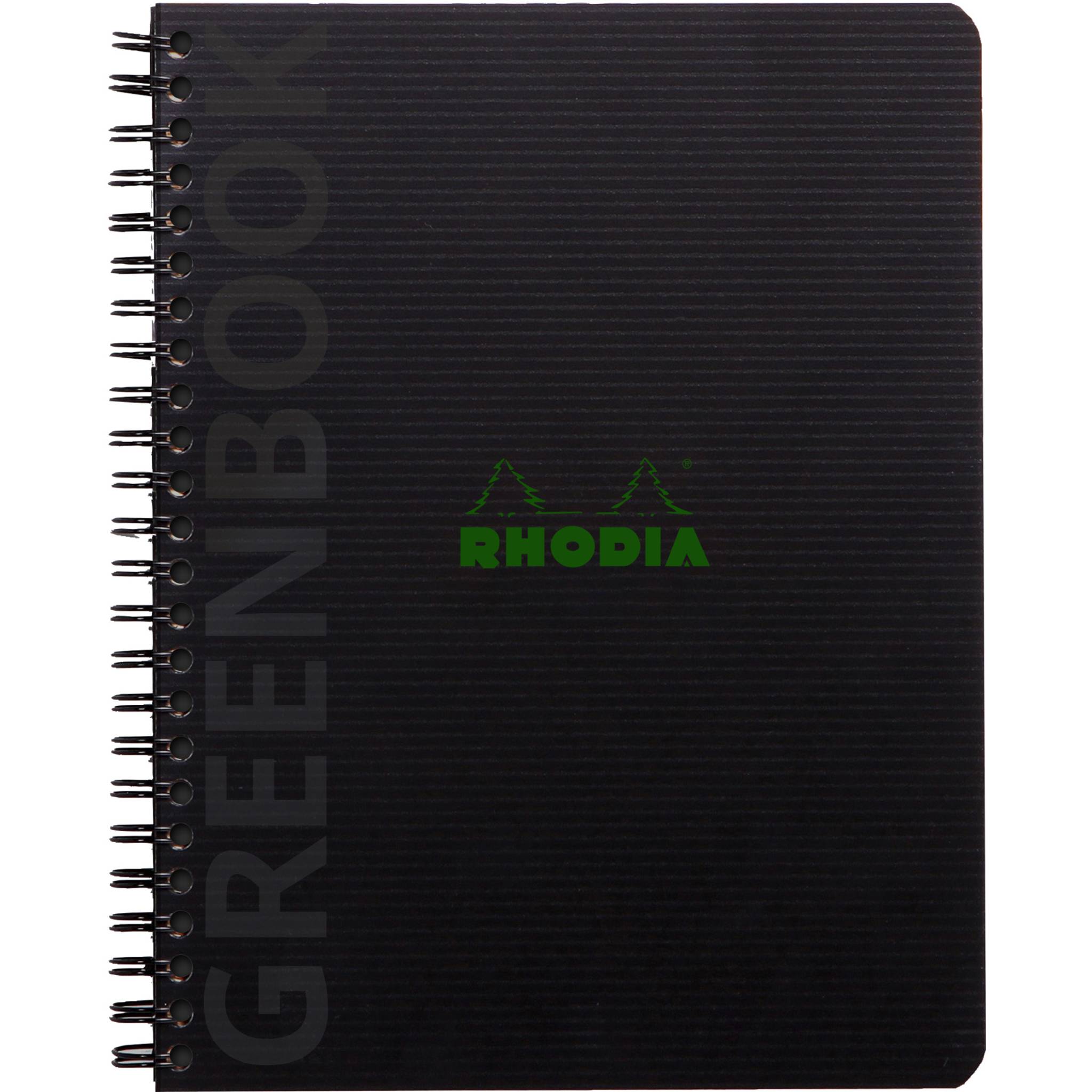 Rhodia 5x Greenbook A5+ mit Spiralbindung 80 Blatt liniert 90g Schwarz 119915C