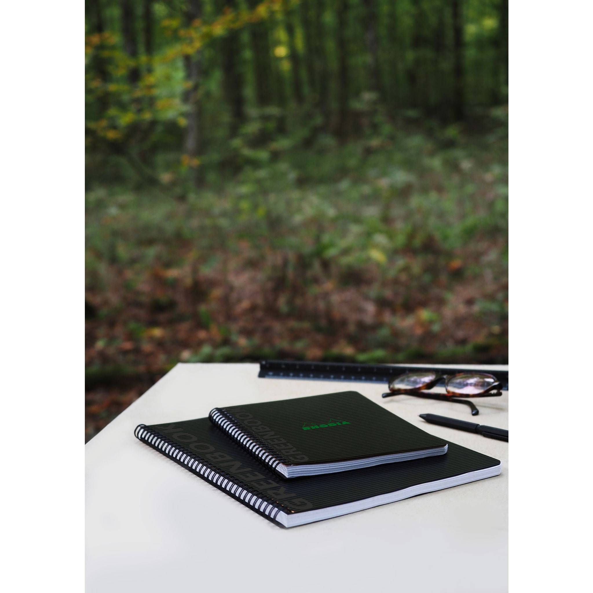Rhodia 5x Greenbook A4+ mit Spiralbindung 80 Blatt kariert 90g Schwarz 119912C