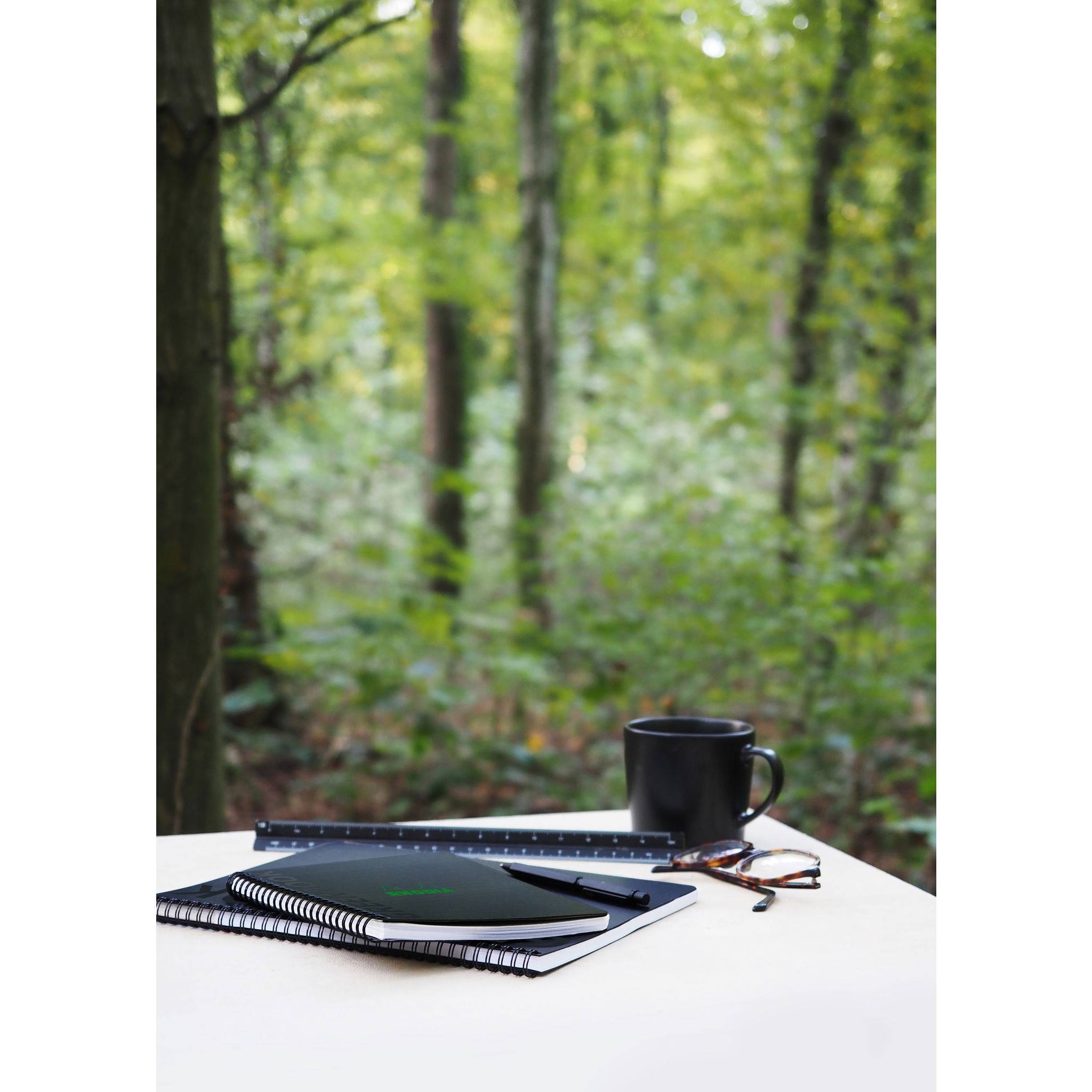 Rhodia 5x Greenbook A5+ mit Spiralbindung 80 Blatt liniert 90g Schwarz 119915C