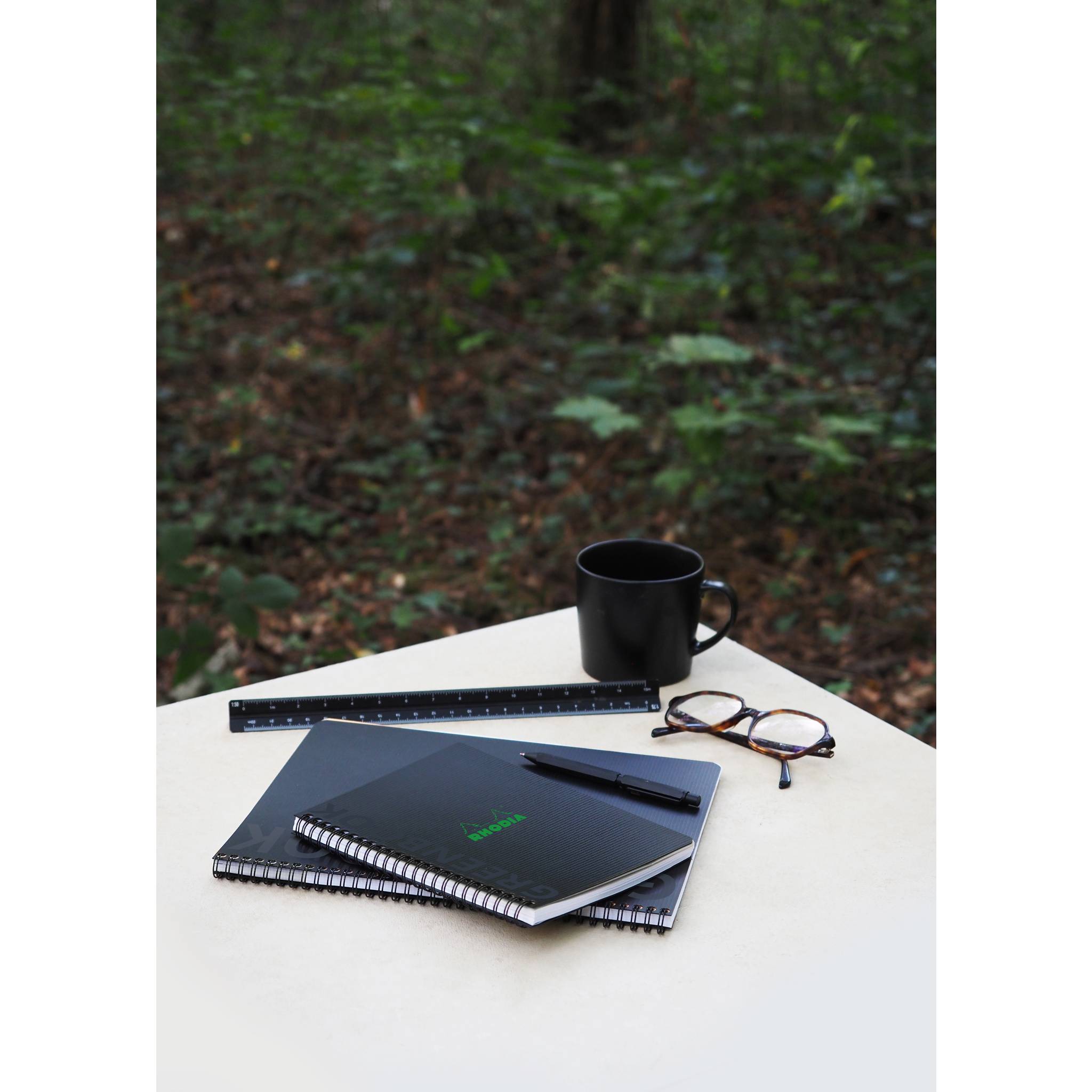 Rhodia 5x Greenbook A4+ mit Spiralbindung 80 Blatt kariert 90g Schwarz 119912C