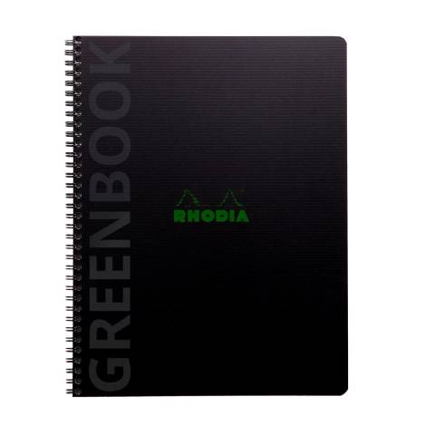 Rhodia 5x Greenbook A4+ mit Spiralbindung 80 Blatt liniert 90g Schwarz 119914C