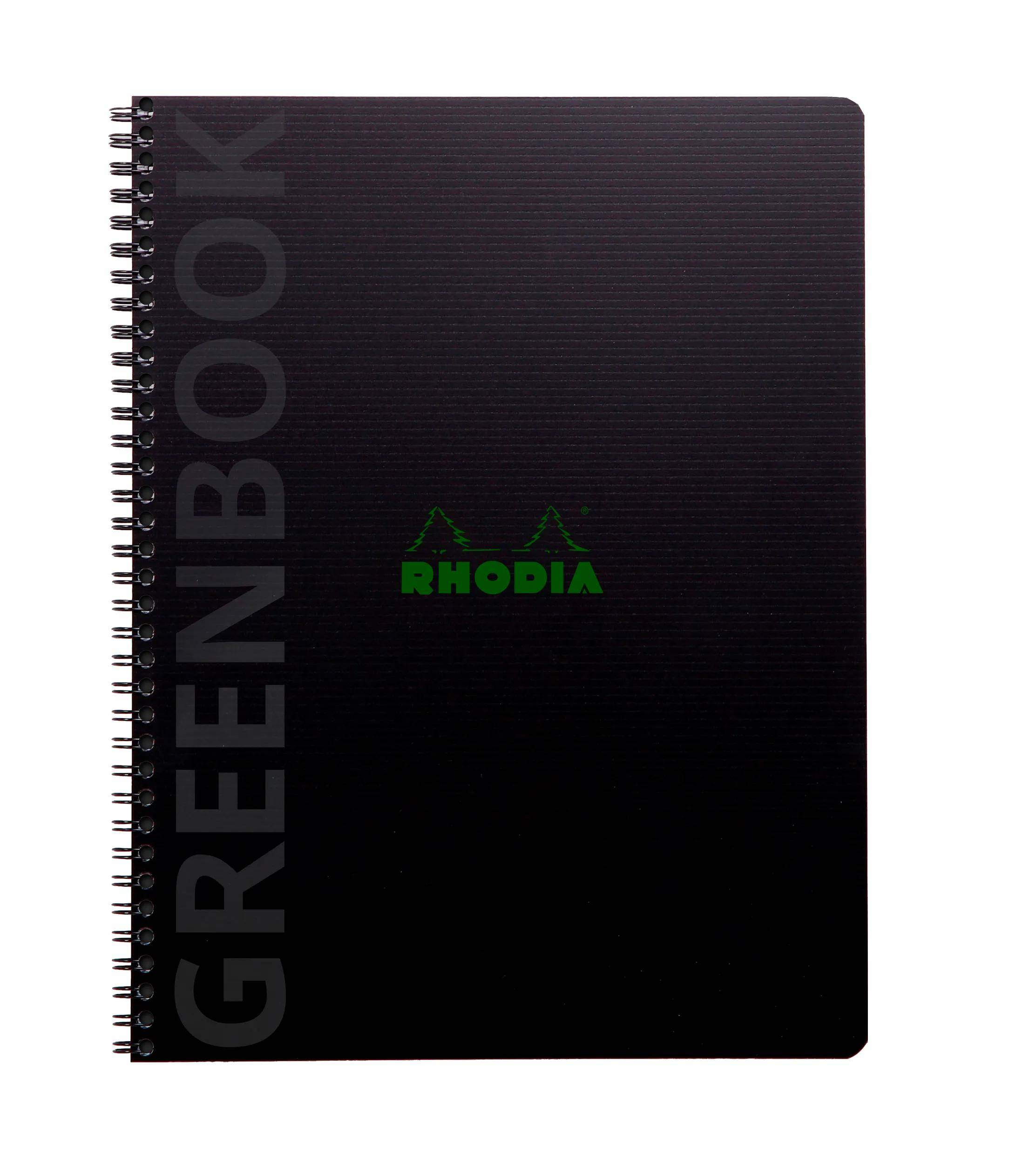 Rhodia 5x Greenbook A4+ mit Spiralbindung 80 Blatt liniert 90g Schwarz 119914C